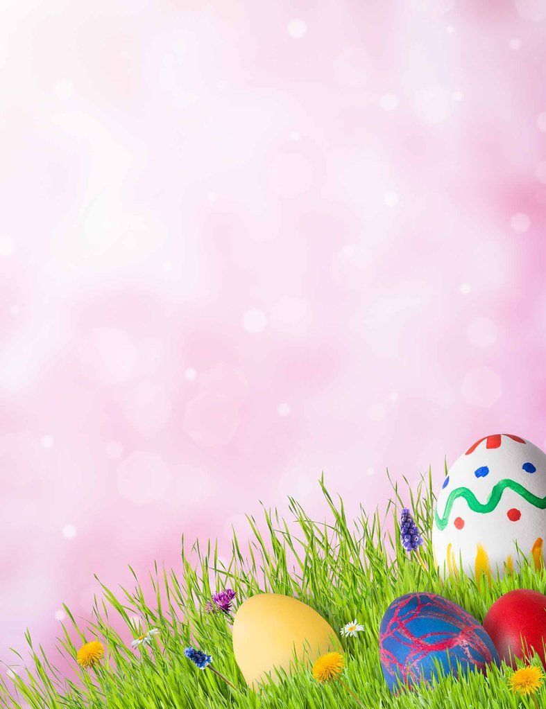 Easter Eggs On Grass With Bokeh Photography Backdrop. Easter
