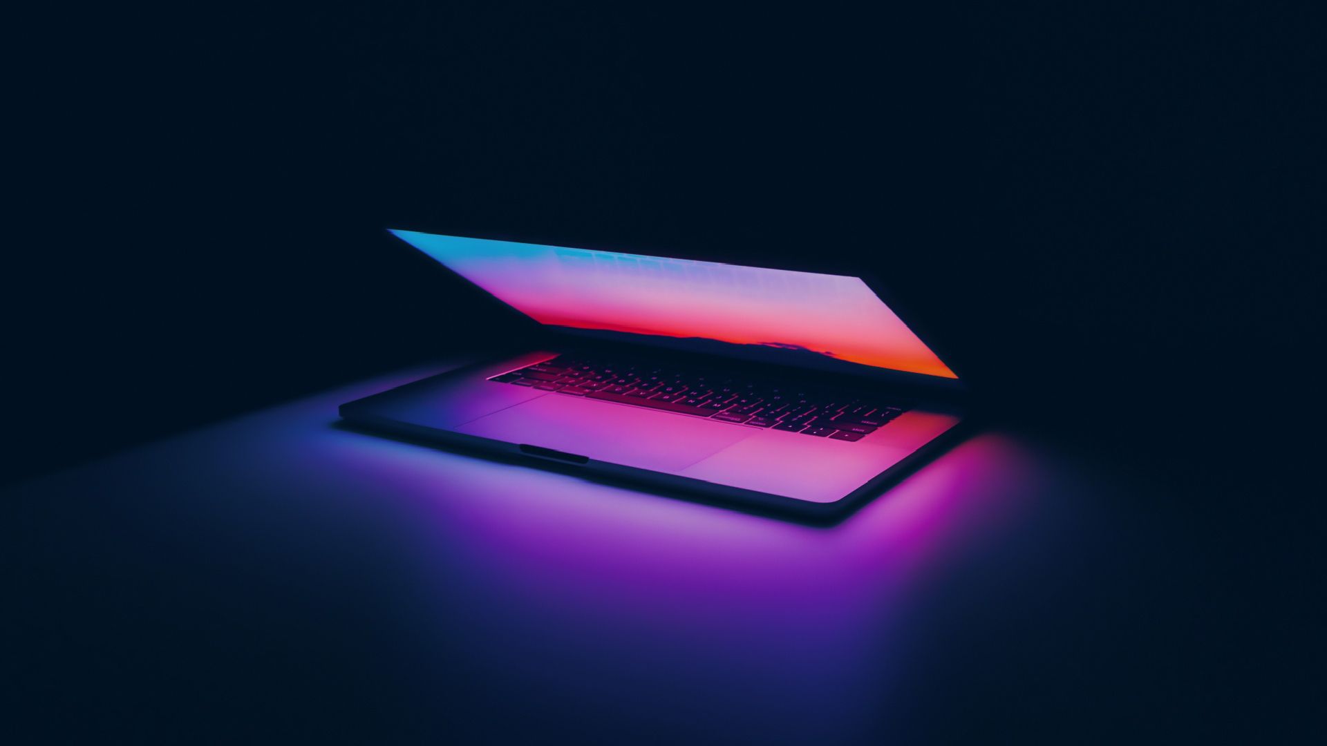 Macbook Pro Laptop Purple Light Free Photo Wallpaper