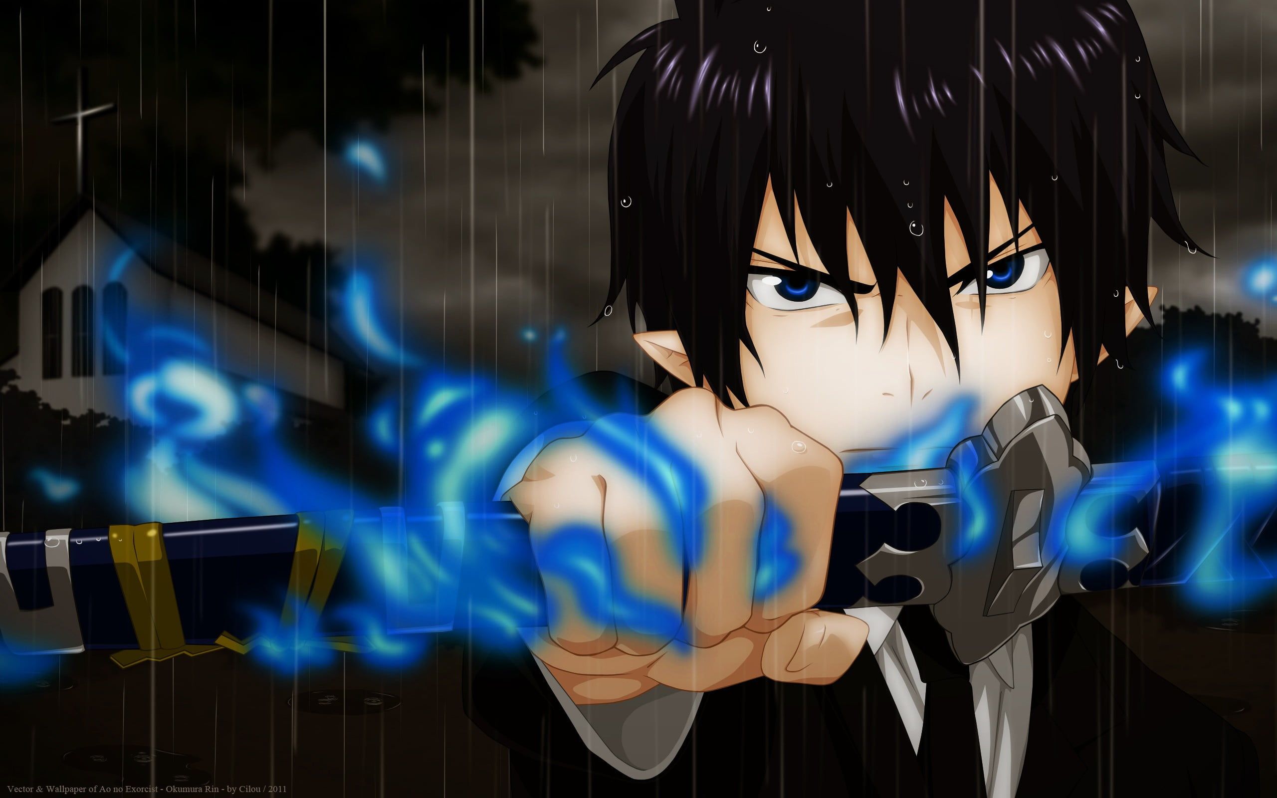 Blue and white plastic toy, anime, Blue Exorcist, anime boys HD