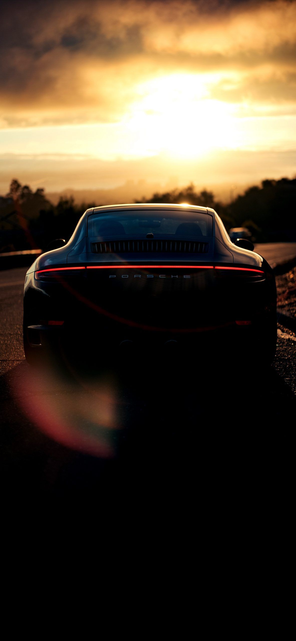 Porsche 911 On Sunset Amoled Wallpaper