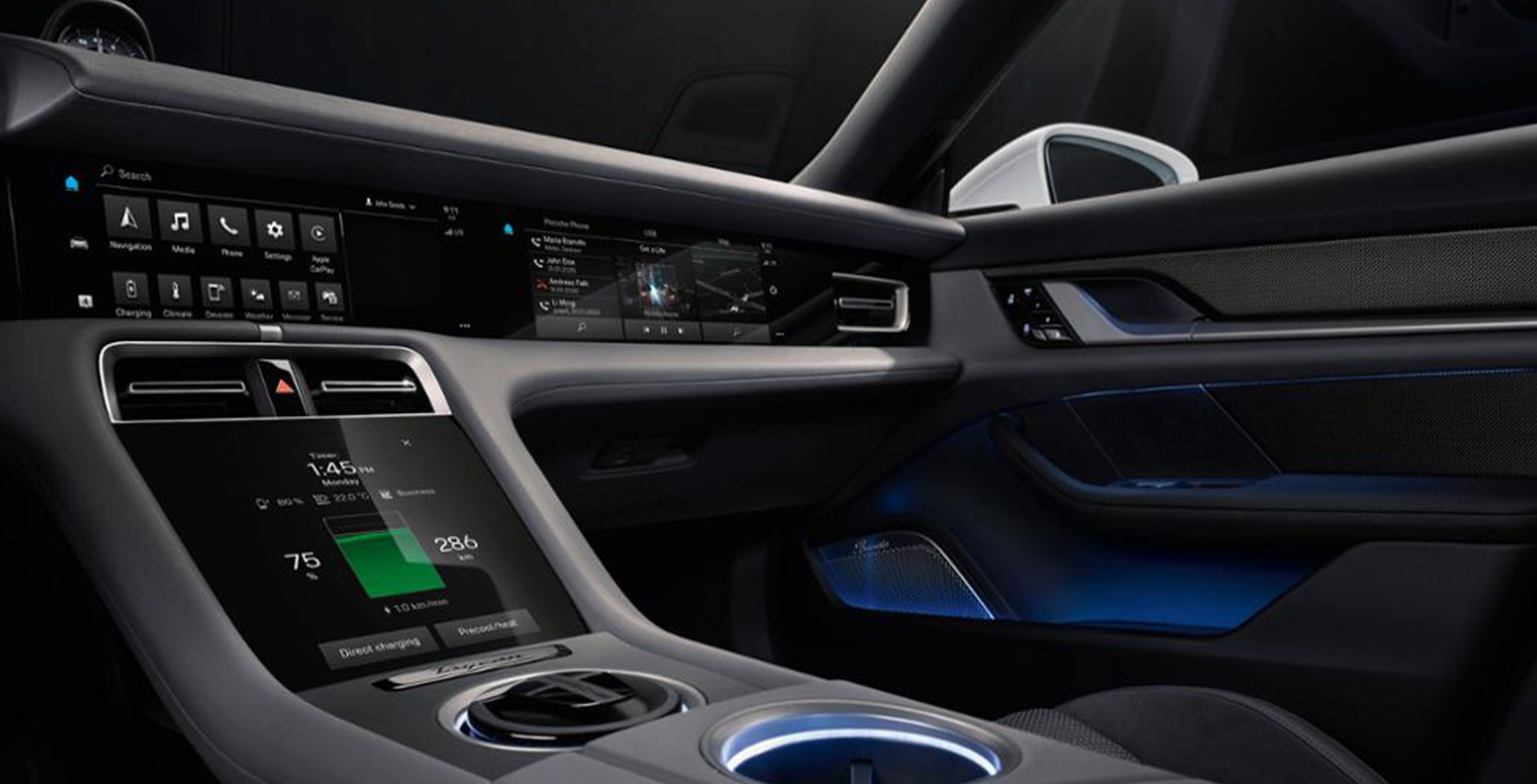 Porsche's Taycan EV interior has lots of touch screens and voice