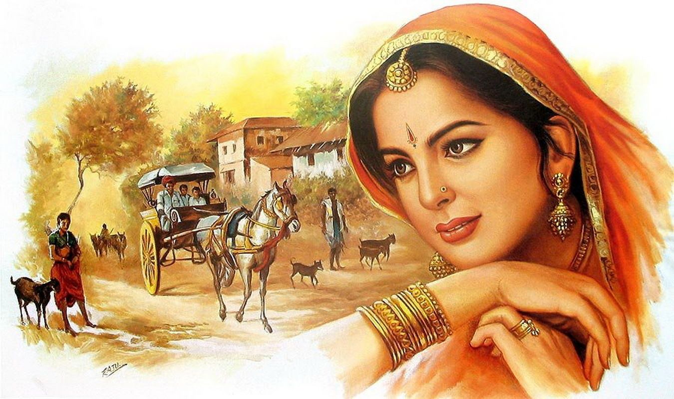 Indian Woman HD Rajasthani Paintings Wallpaper