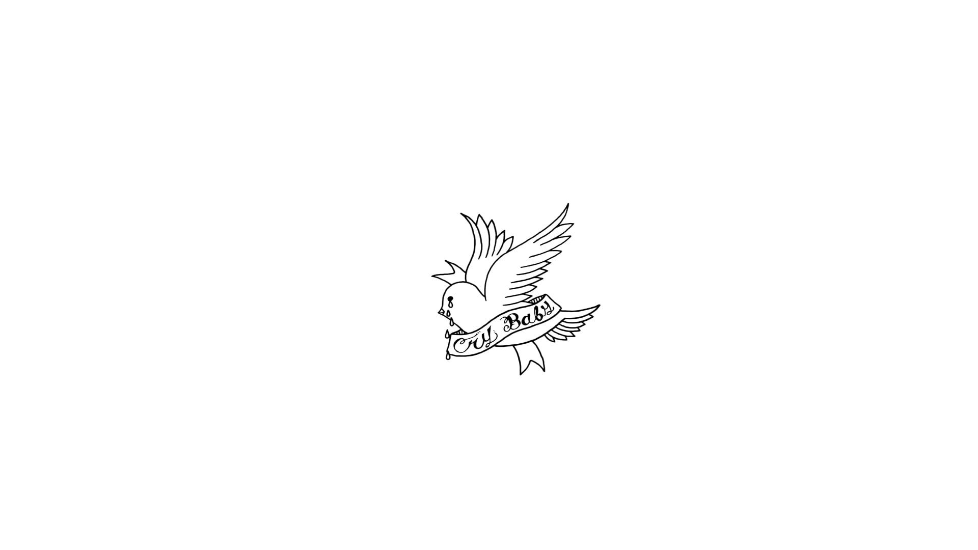Black and white bird illustration, lil peep, crybaby