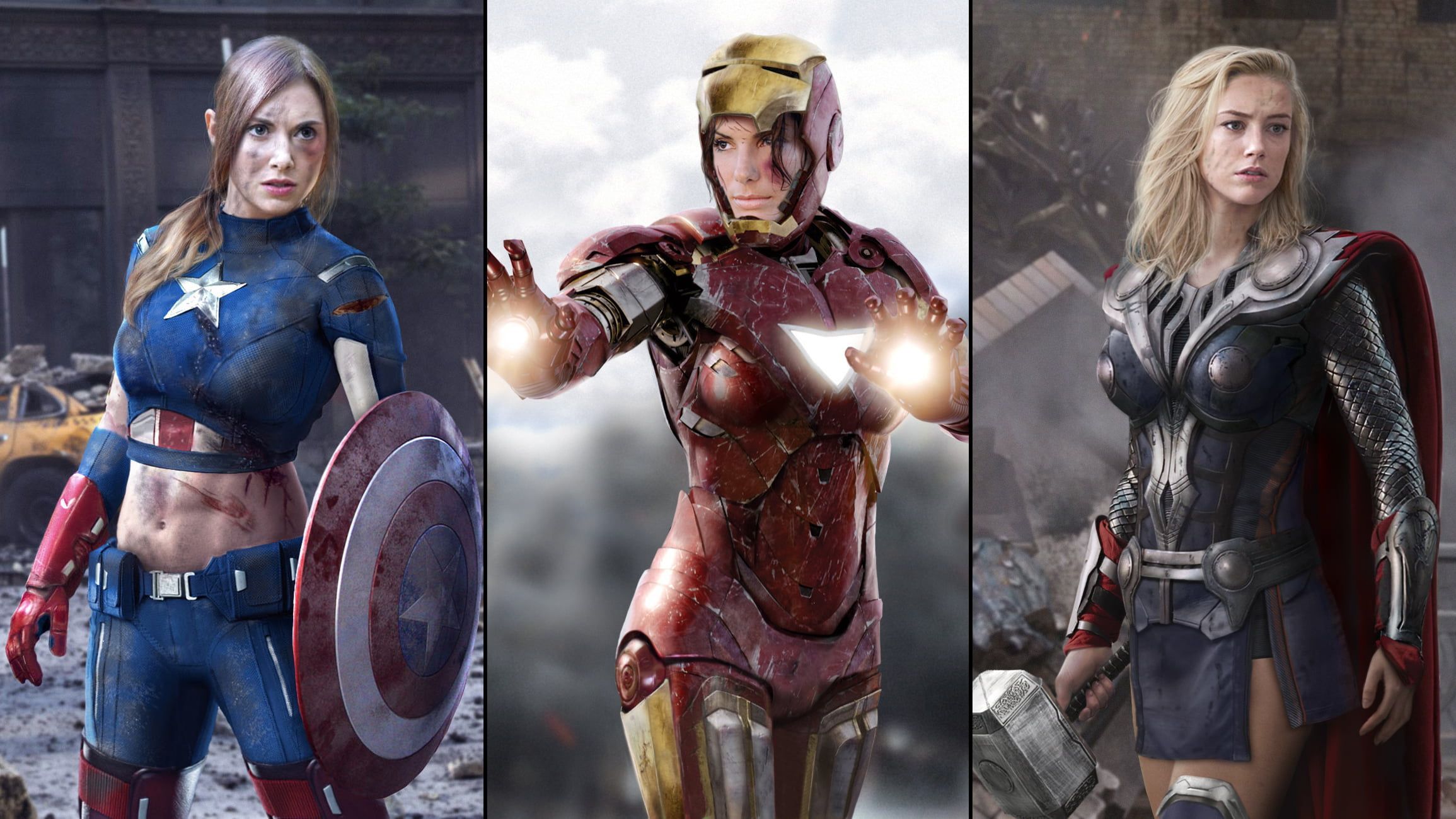 Captain America, Iron Man, And Thor Wallpaper, Female Parody