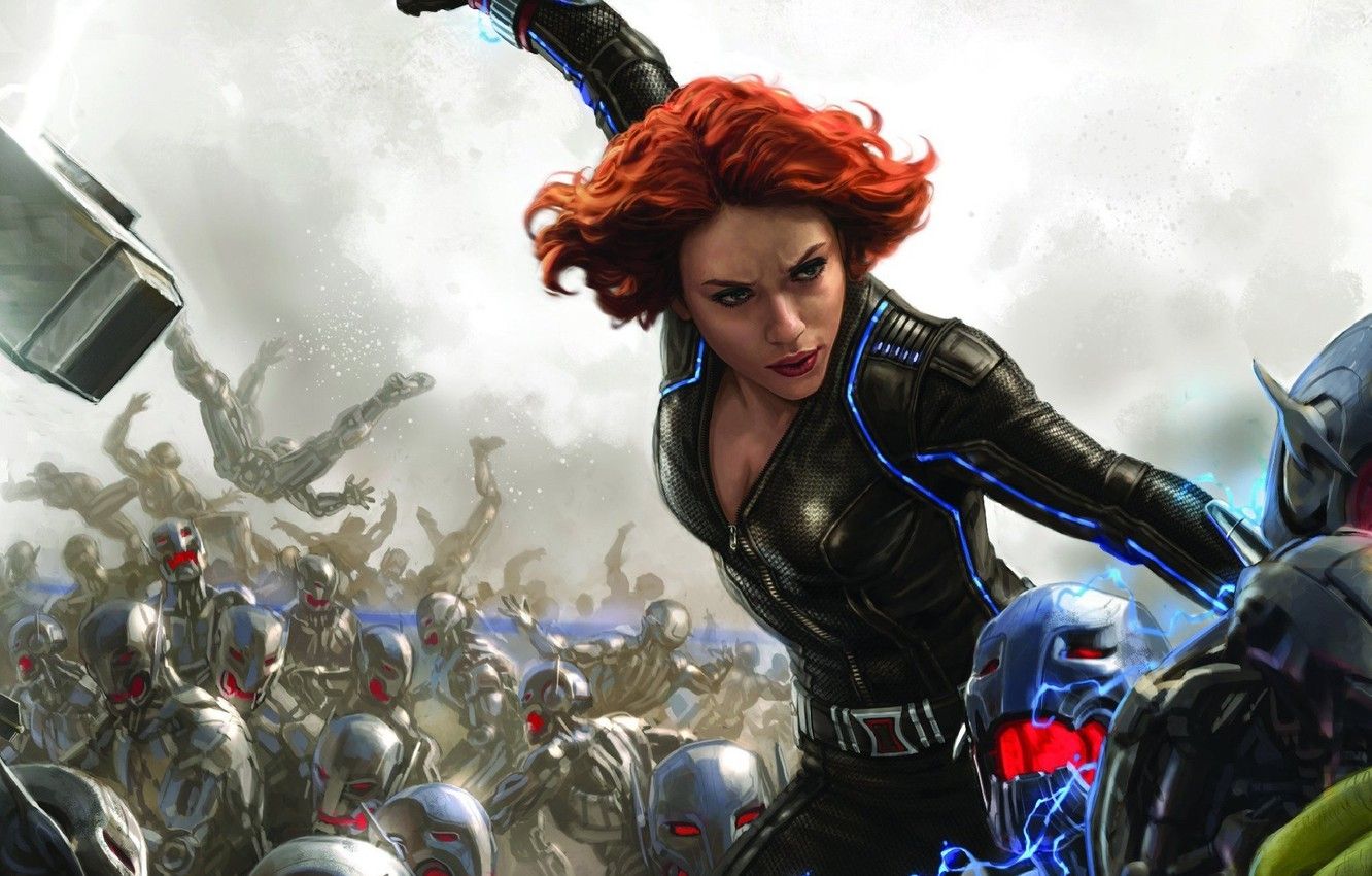 Wallpaper Scarlett Johansson, battlefield, girl, Fantasy, red hair