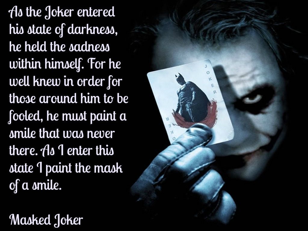 Masked Joker saying the state im in. Joker quotes, Joker
