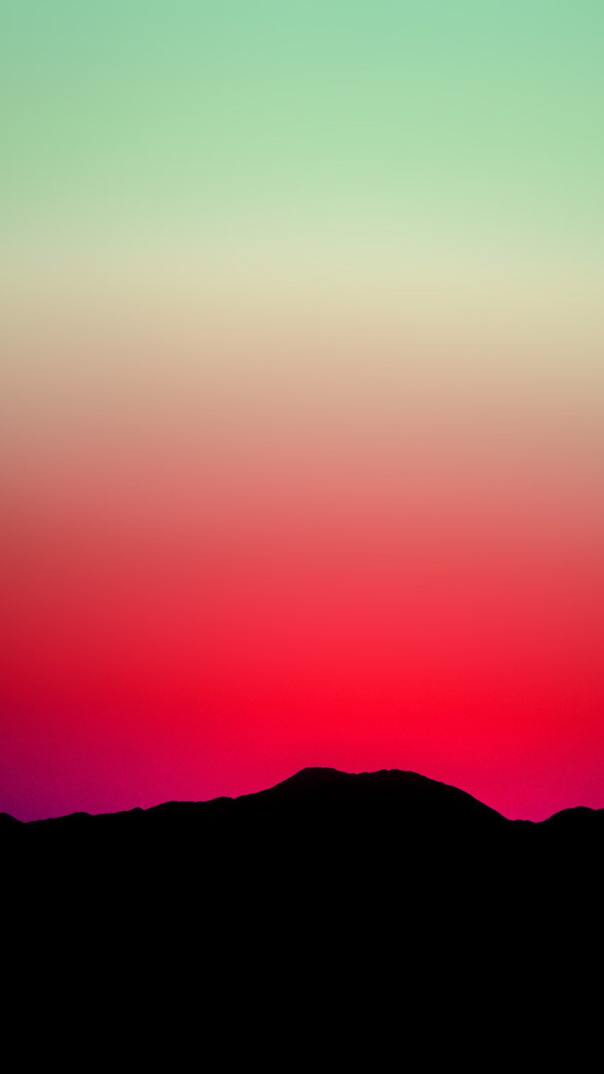 Sunset Sky Minimal Nature Red Green Android Wallpaper