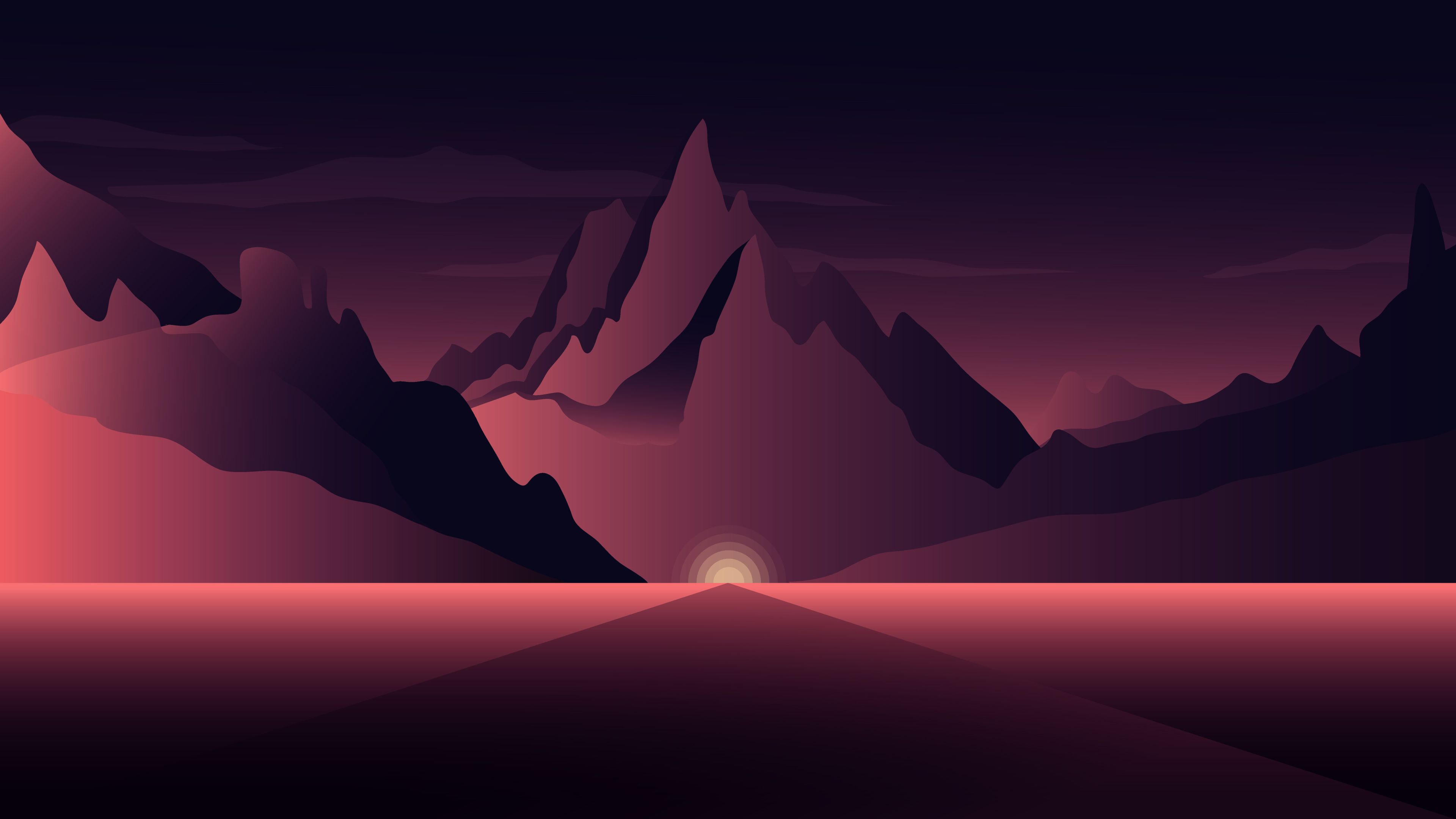 #Dark, #Mountains, K, #Dawn, #Sunset. Minimal wallpaper
