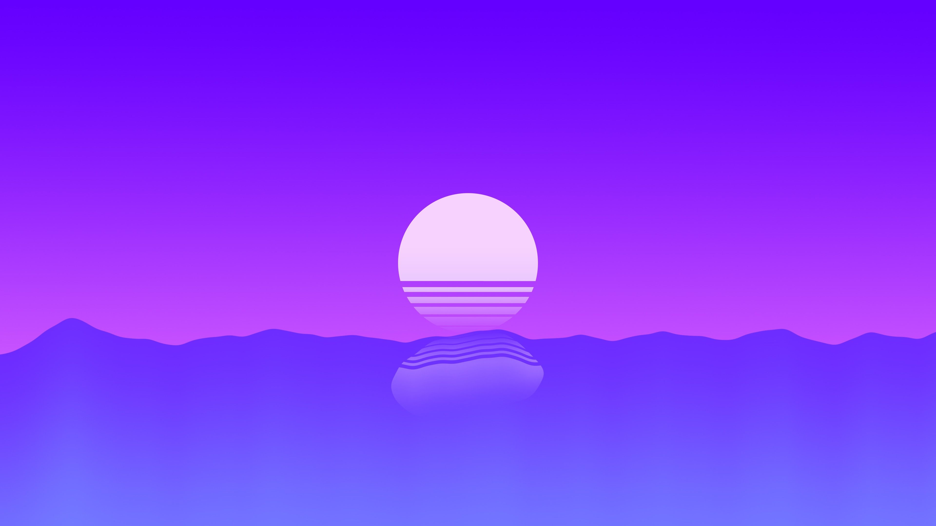Purple Sunset Minimal 4K Wallpaper