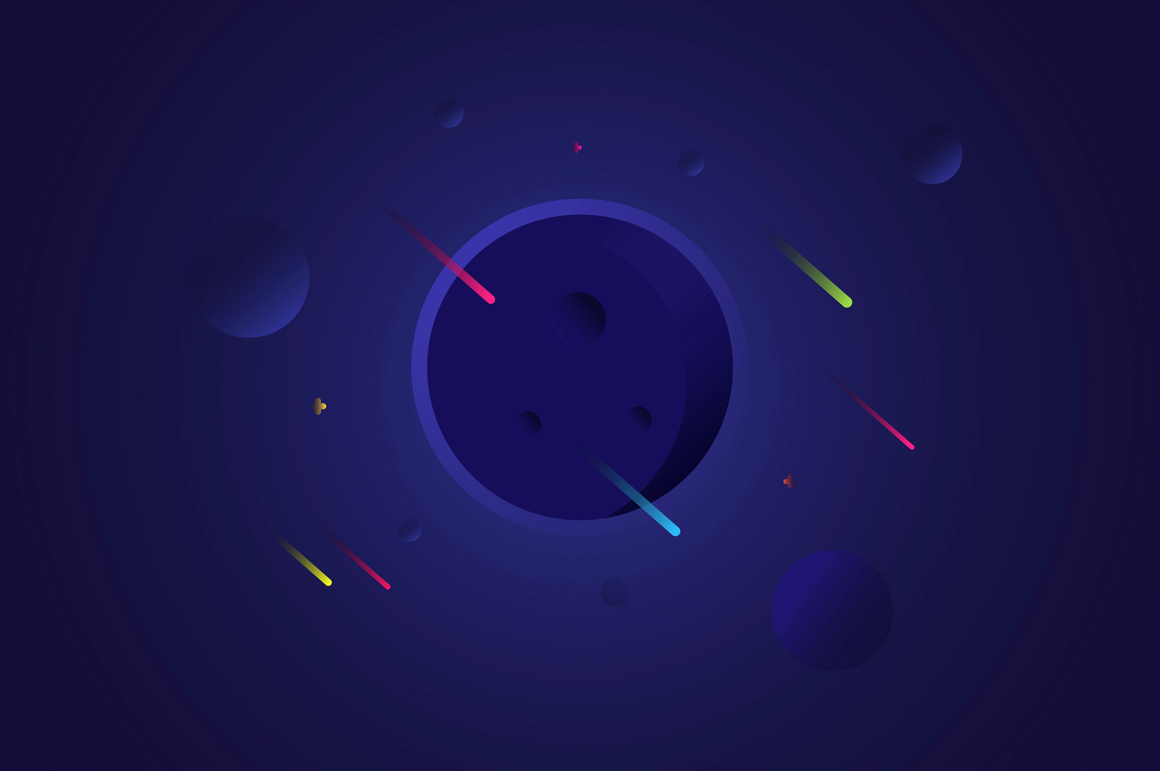 Wallpaper Planets, Blue, Falling stars, Minimal, 4K, Space,. Wallpaper for iPhone, Android, Mobile and Desktop