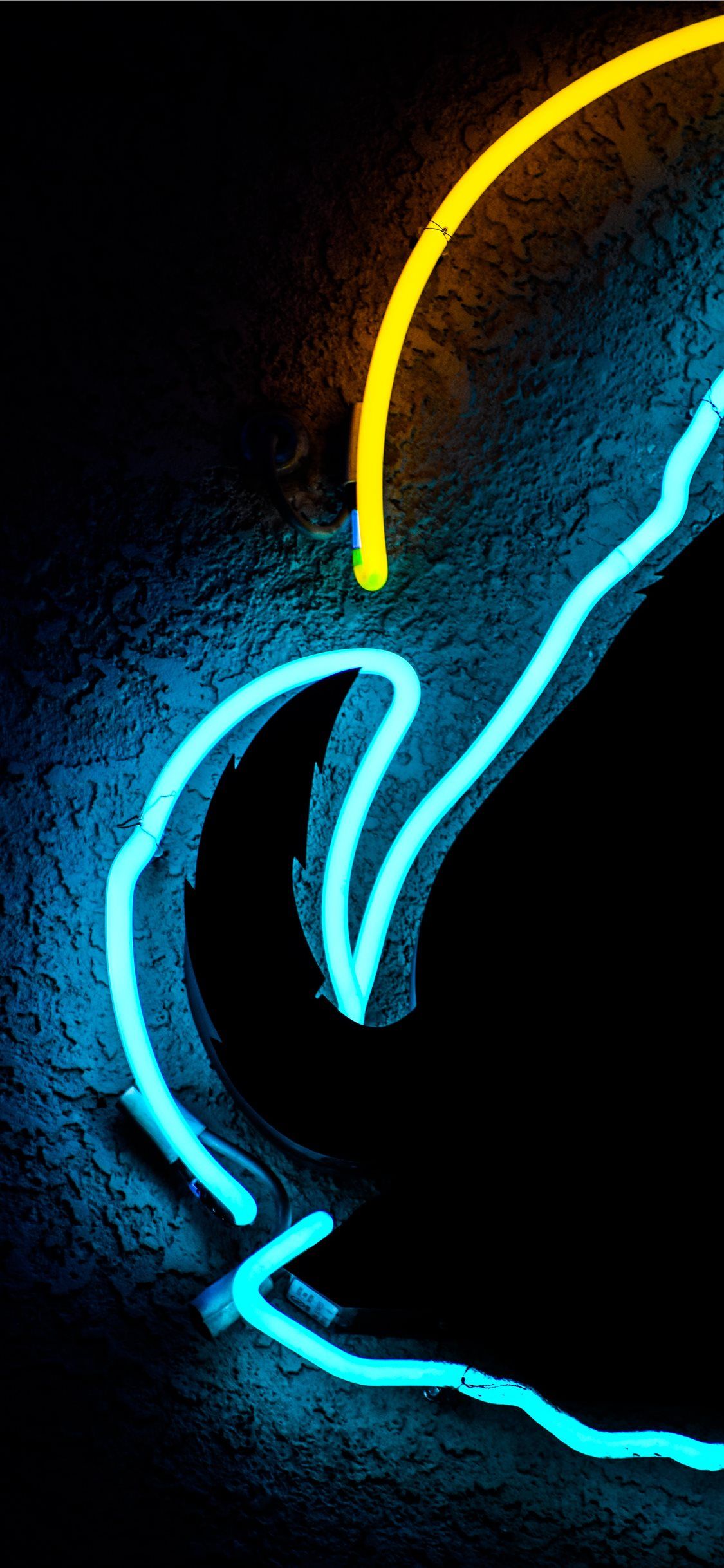 blue and yellow LED light iPhone X Wallpaper Free Download