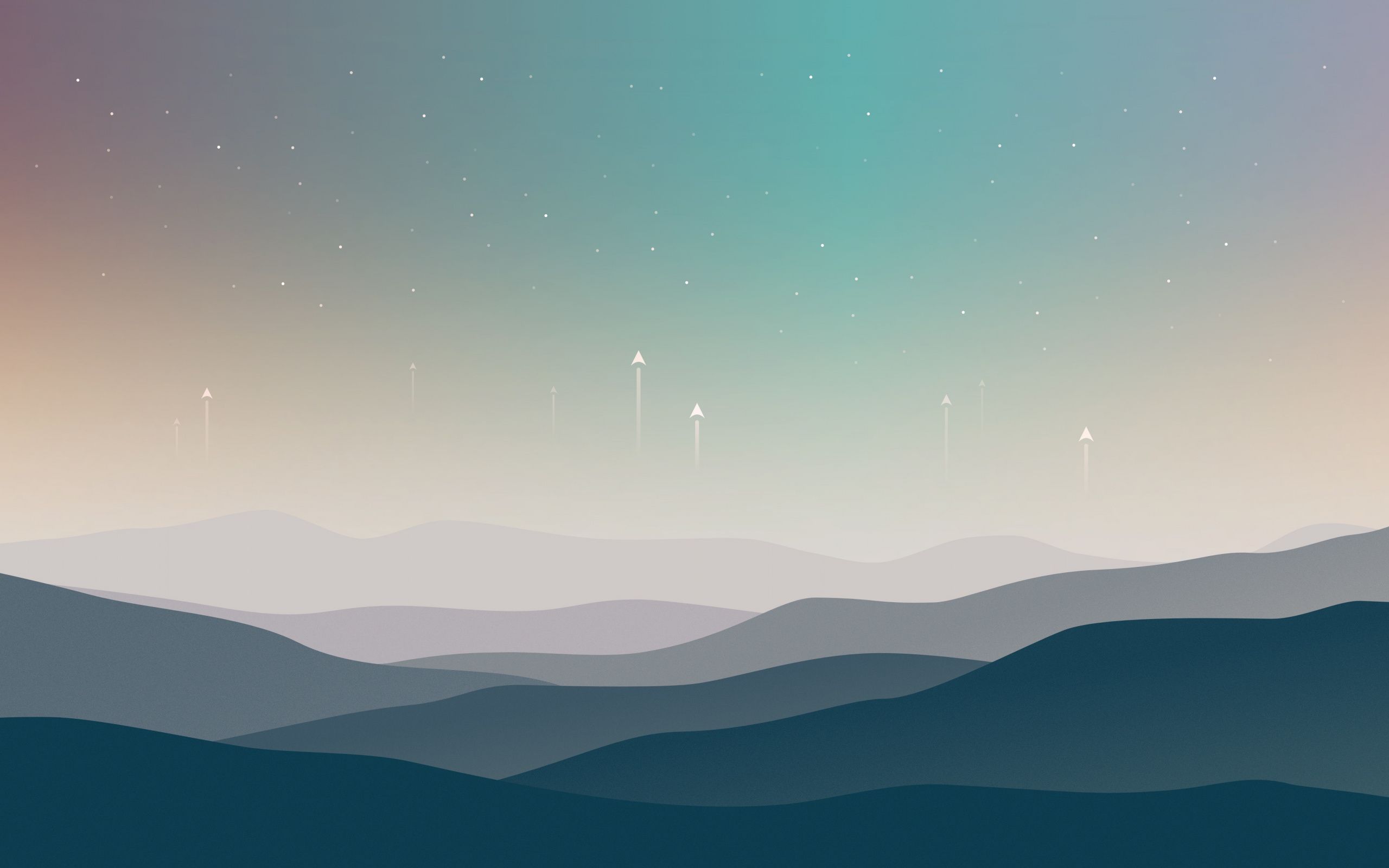 Download 2560x1600 wallpaper landscape, minimal, stars, mountains