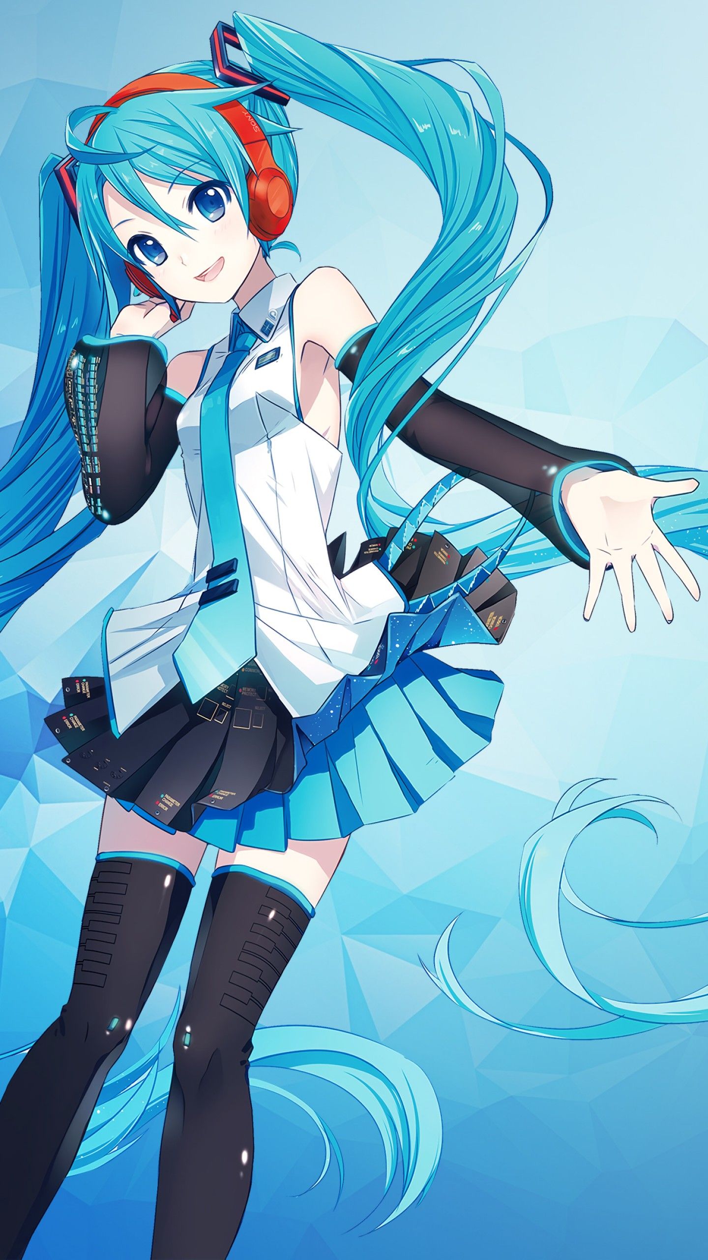 Wallpaper Hatsune Miku, Anime girl, Polygons, Blue, 4K, Anime / Most Popular,. Wallpaper for iPhone, Android, Mobile and Desktop