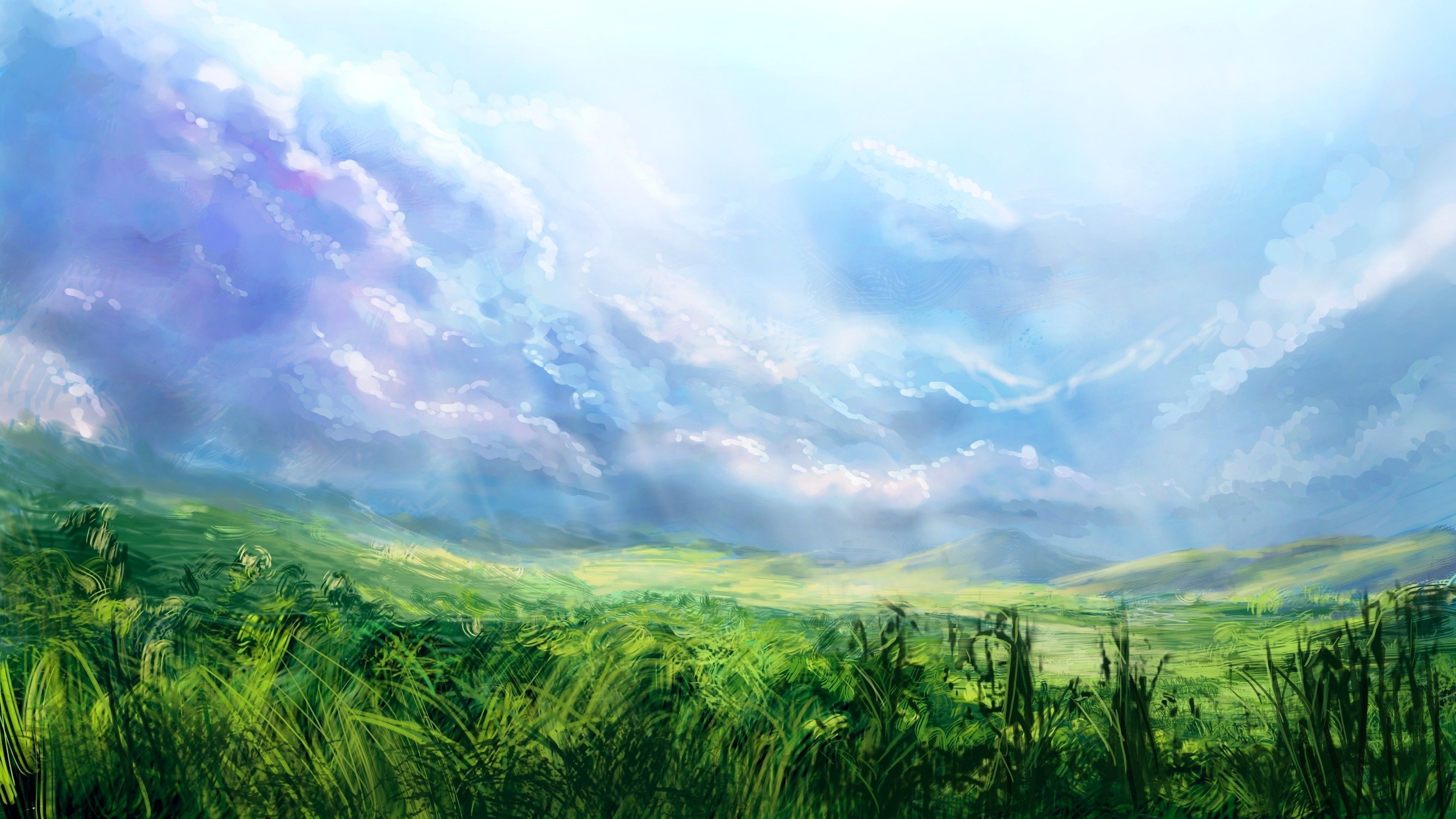 artwork, Nature, Clouds, Sky, Grass Wallpaper HD / Desktop