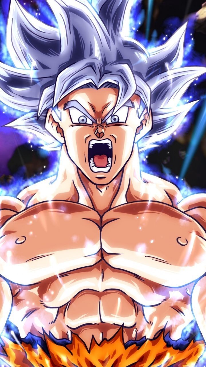 Goku, white hair, dragon ball, art, 720x1280 wallpaper. Goku