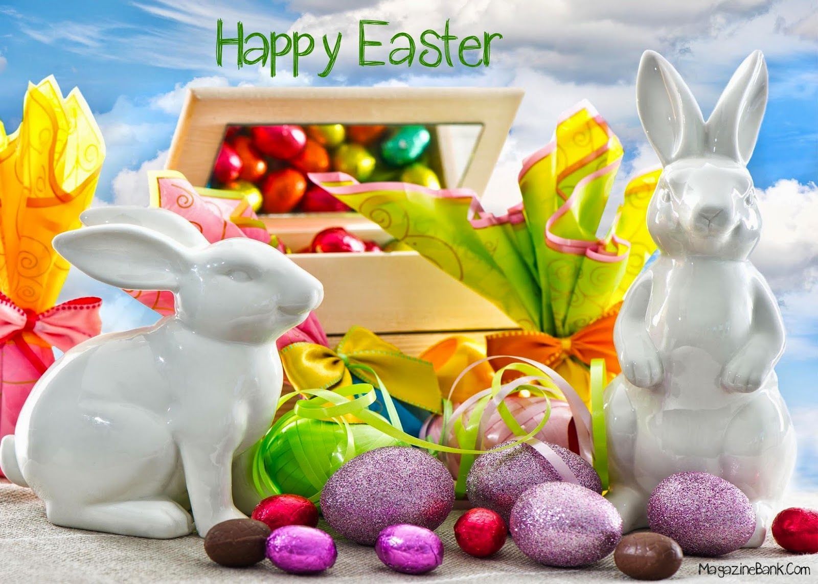 Happy Easter With Bunnies And Candy Picture, Photo, and Image