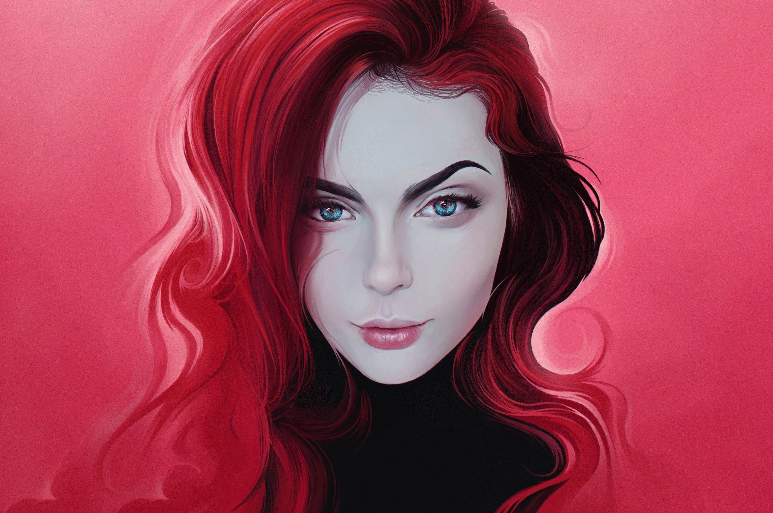 Red Head Women Portrait Digital Chromebook Pixel HD 4k