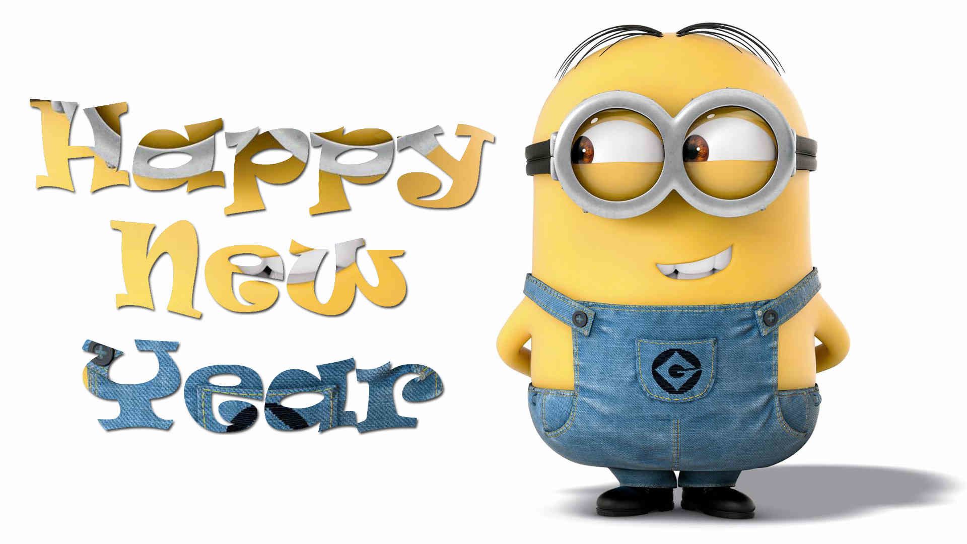 Funny wallpaper with Minion New Year 2018