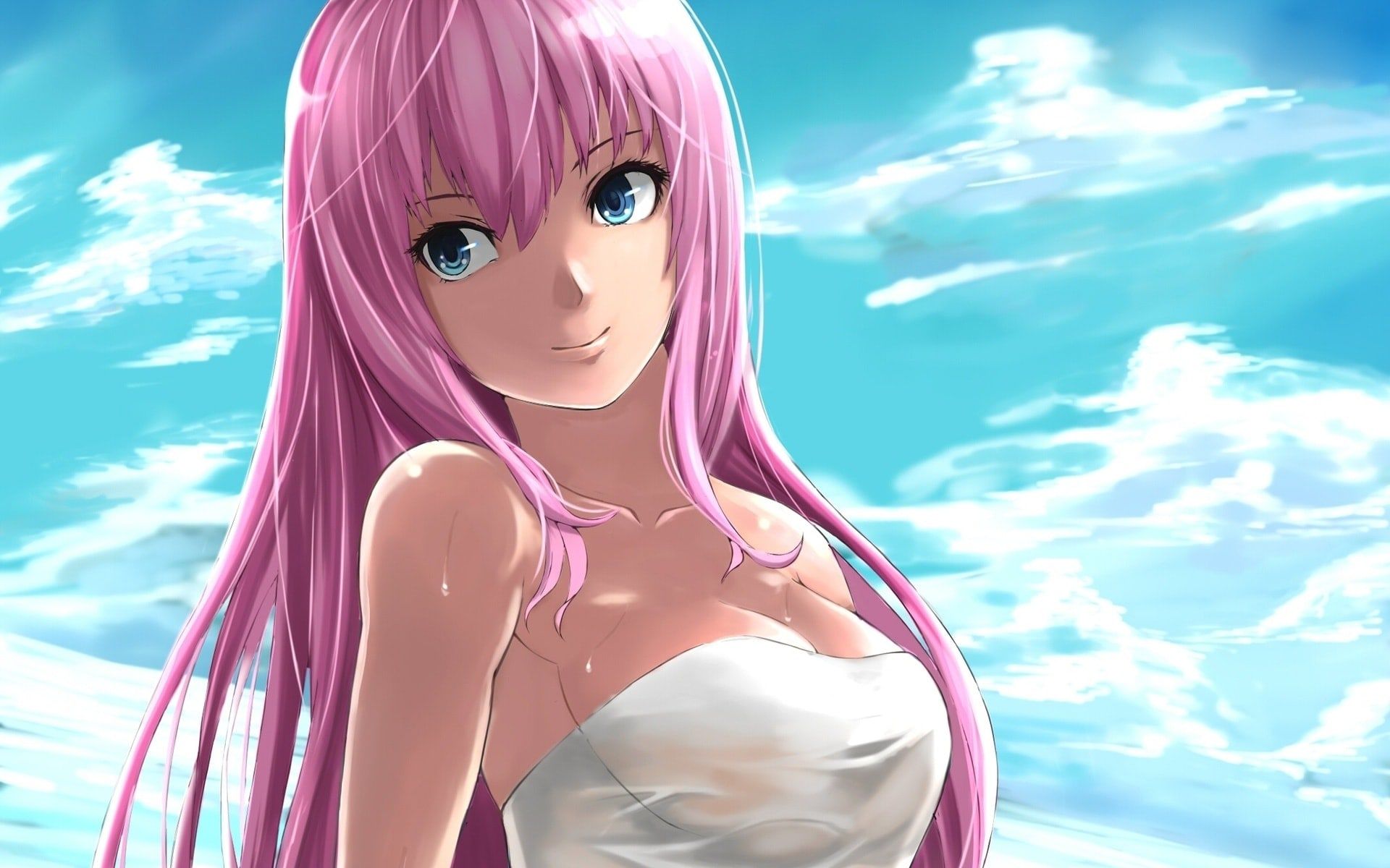 Girl Pink Hair Clouds Wallpaper and Free
