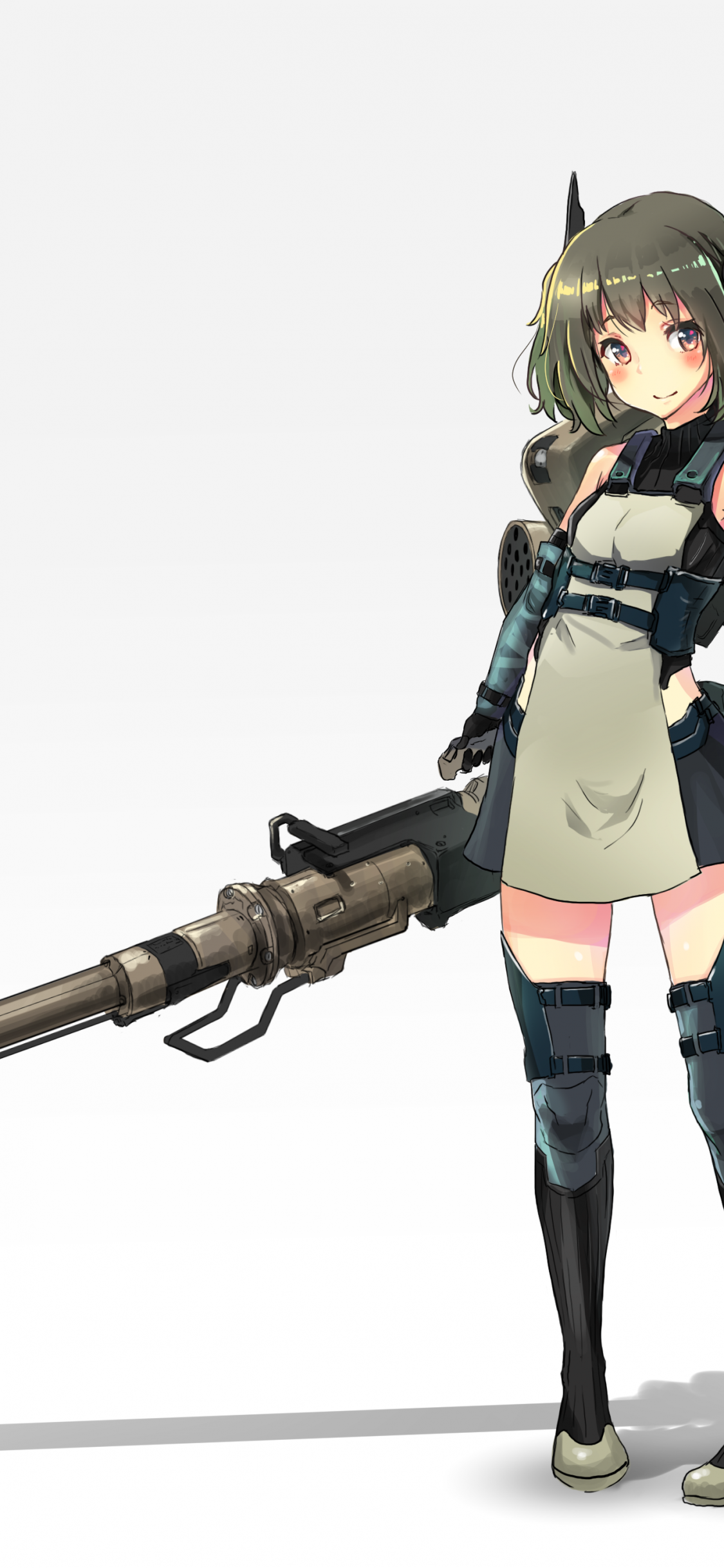 Download 1125x2436 Anime Girl, Mecha, Heavy Weapons, Guns