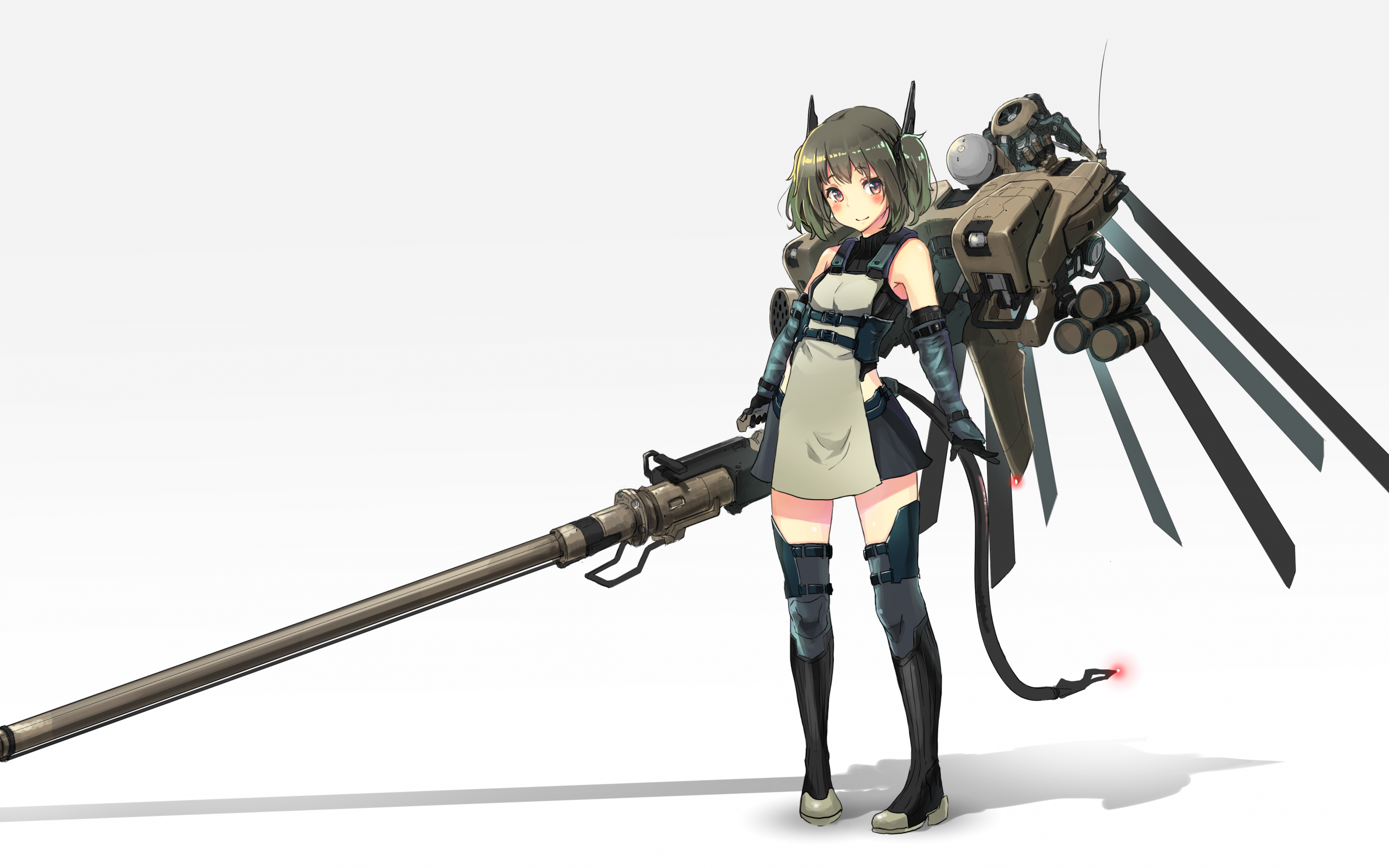 Download 2560x1600 Anime Girl, Mecha, Heavy Weapons, Guns