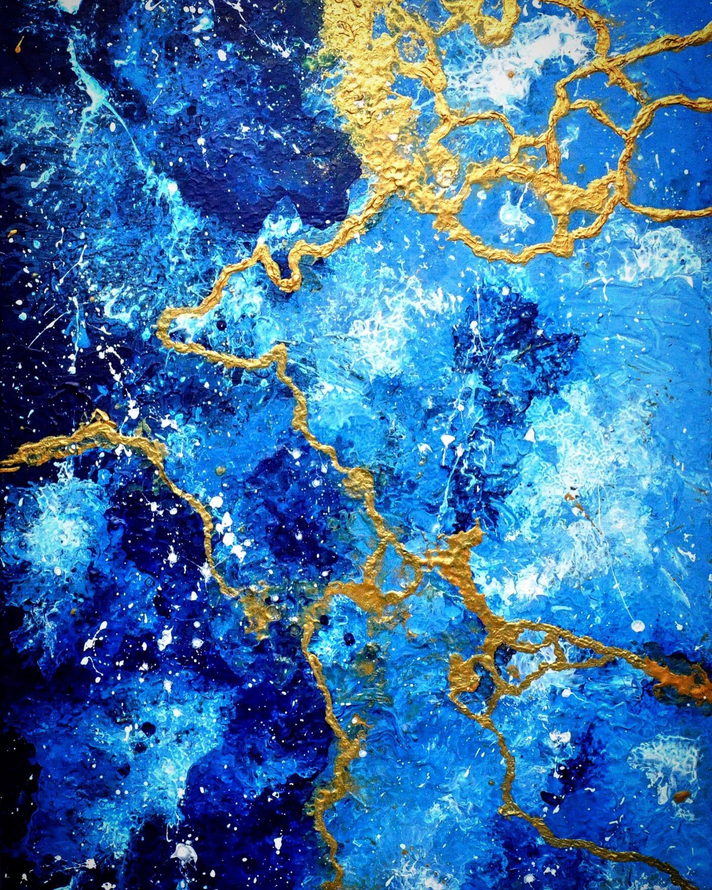 Blue Marble Wallpaper, Metallic Wallpaper, Gold Aesthetic