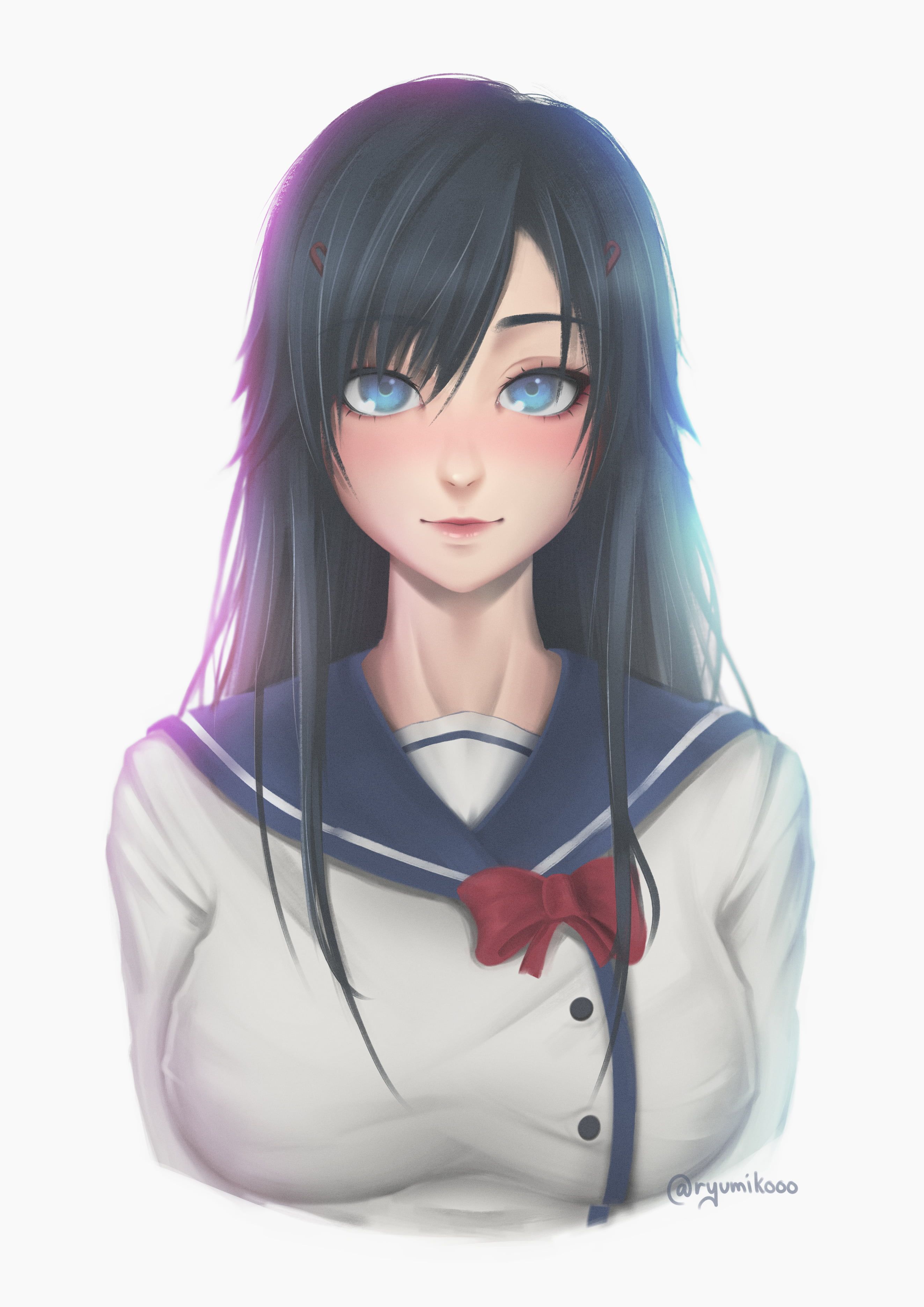 Draw cute female bust up anime oc fanart for profile picture by Hanahello   Fiverr
