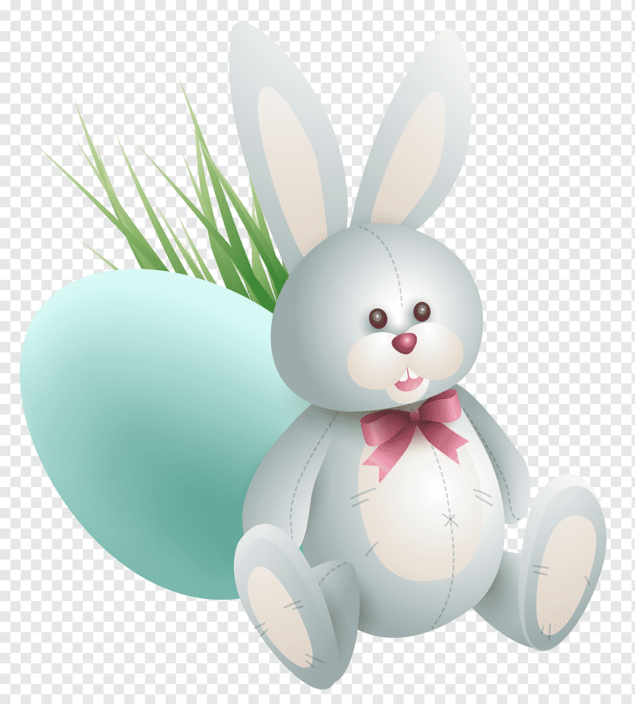 Gray rabbit with egg, Easter Bunny Easter egg, Easter Bunny