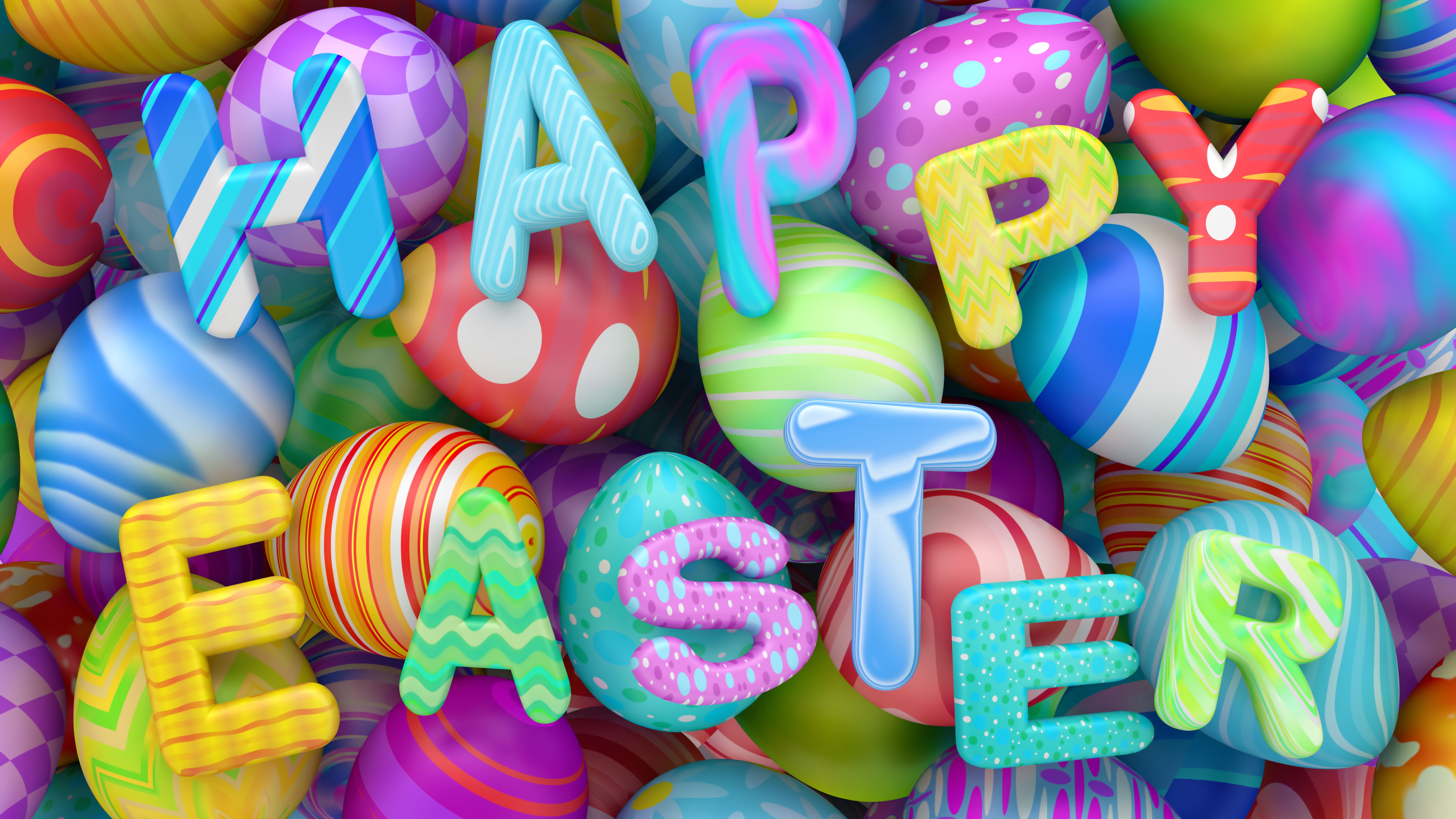 Happy Easter illustration, Easter, eggs, 8k, HD wallpaper