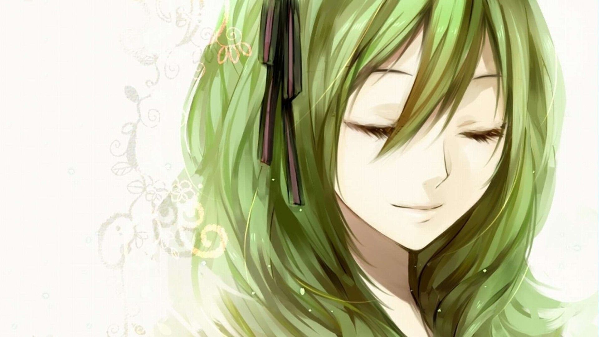 Download 1920x1080 Anime girl, green hair, anime wallpaper