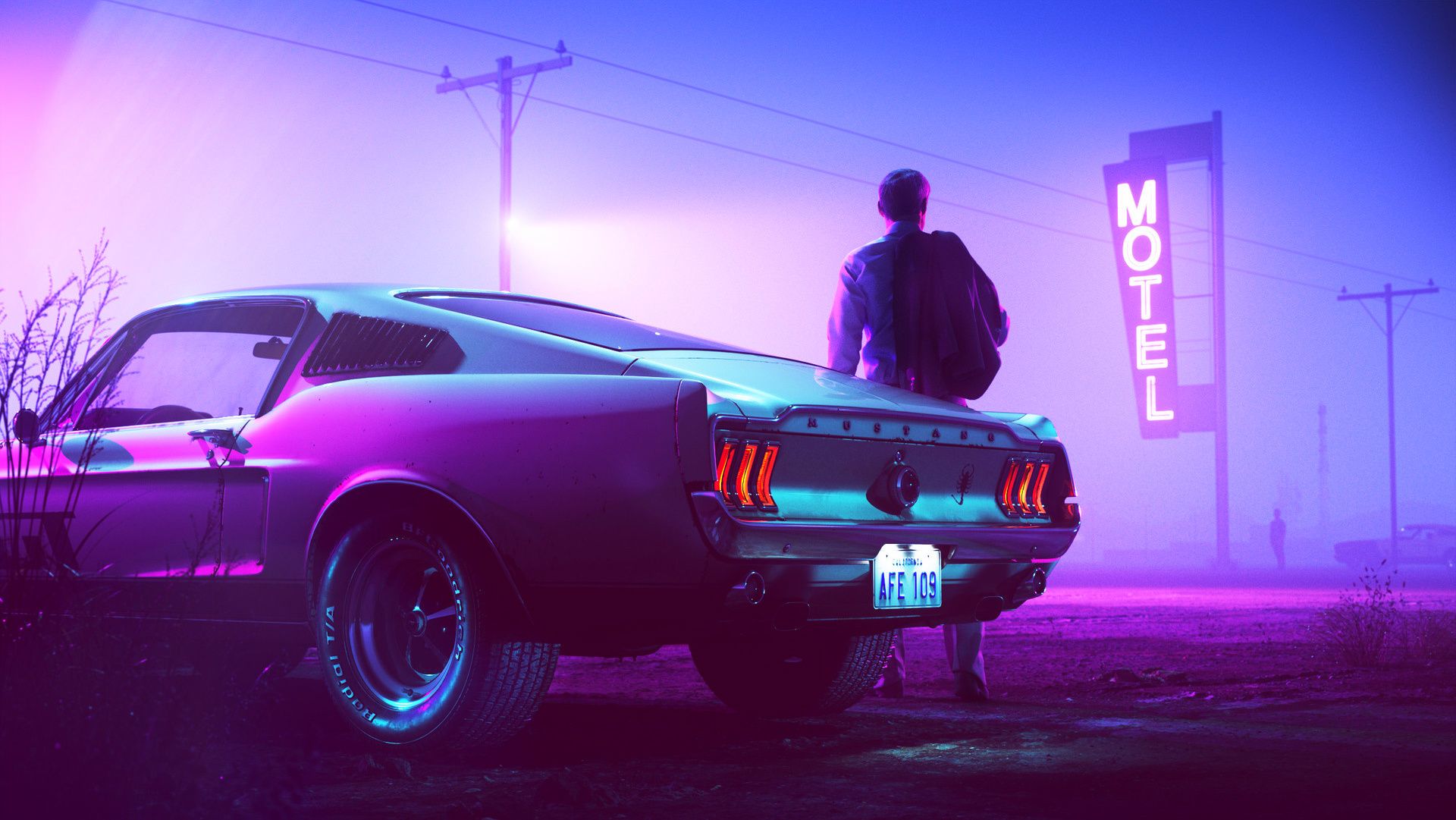 Mustang Fastback, Car, Vehicle, Retrowave, retrowave
