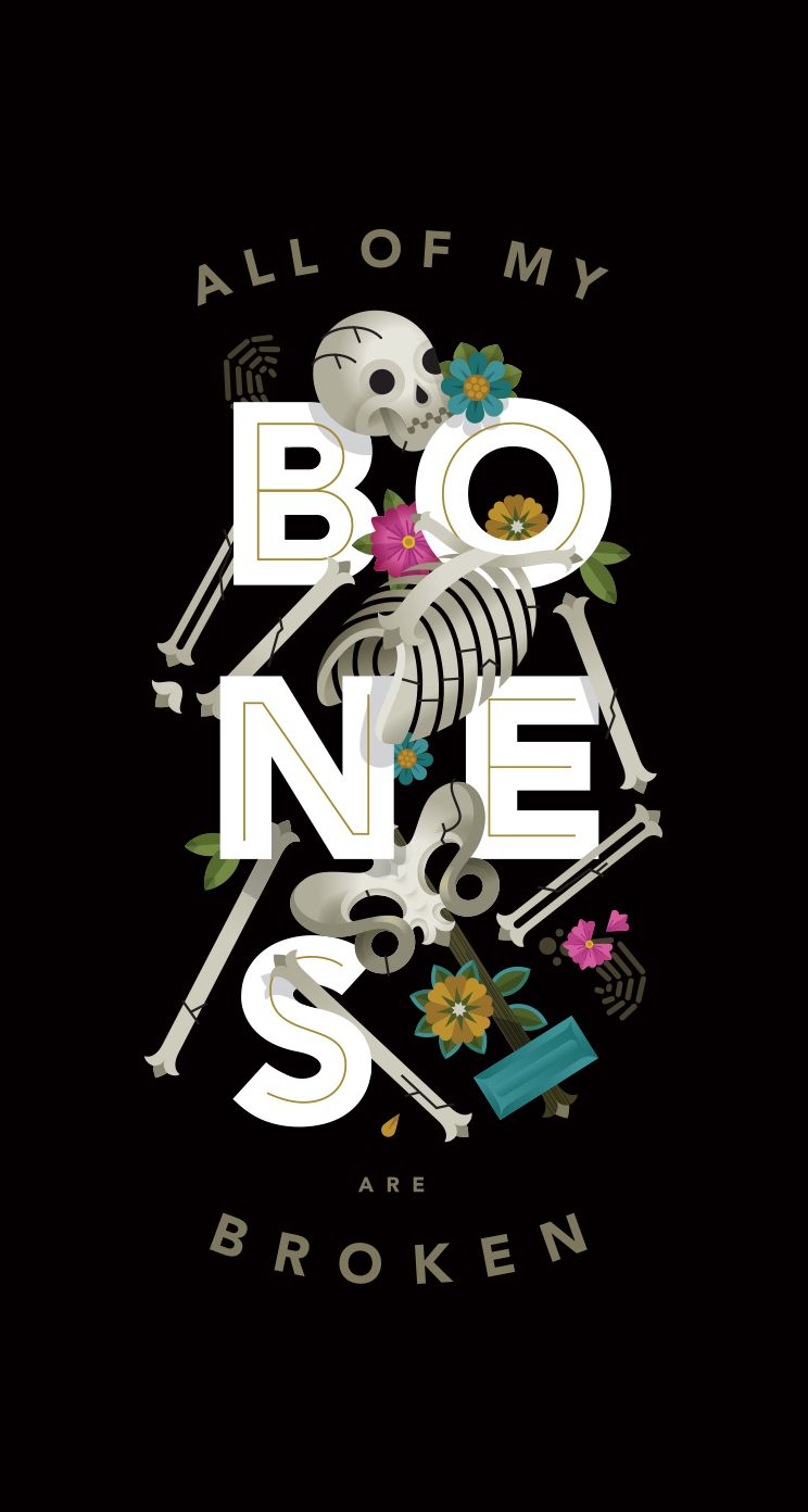 Bones graphic floral Halloween iphone wallpaper phone background
