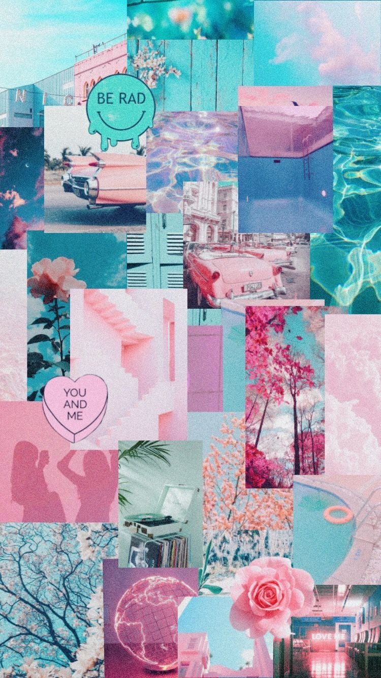 pink #blue #teal #happy #aesthetic #pool #collage #summer