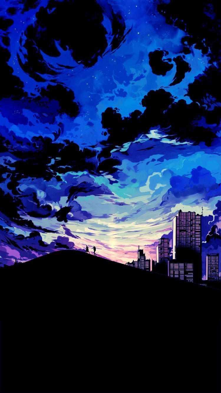 Anime Scenery iPhone X Wallpaper. Anime scenery, Blue wallpaper
