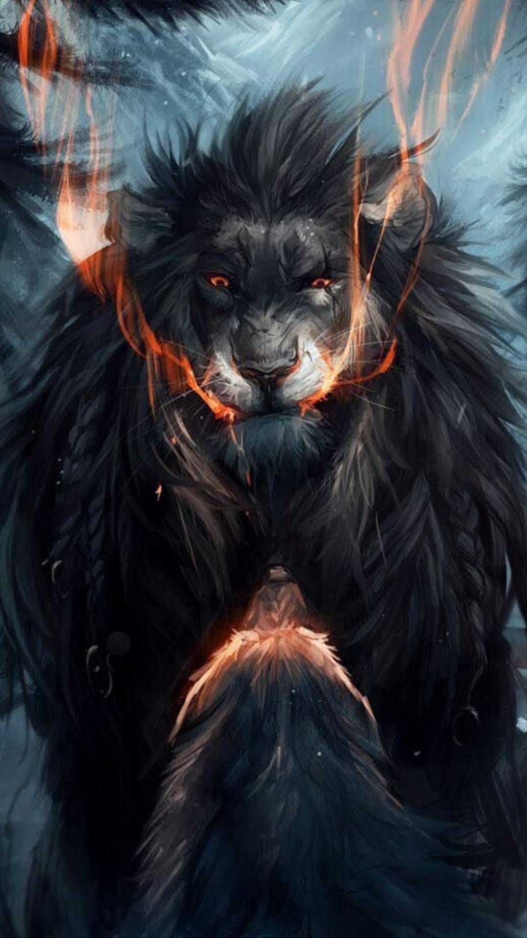 Lion vs Wolf iPhone Wallpaper. Lion art, Dark fantasy art, Mythical creatures art