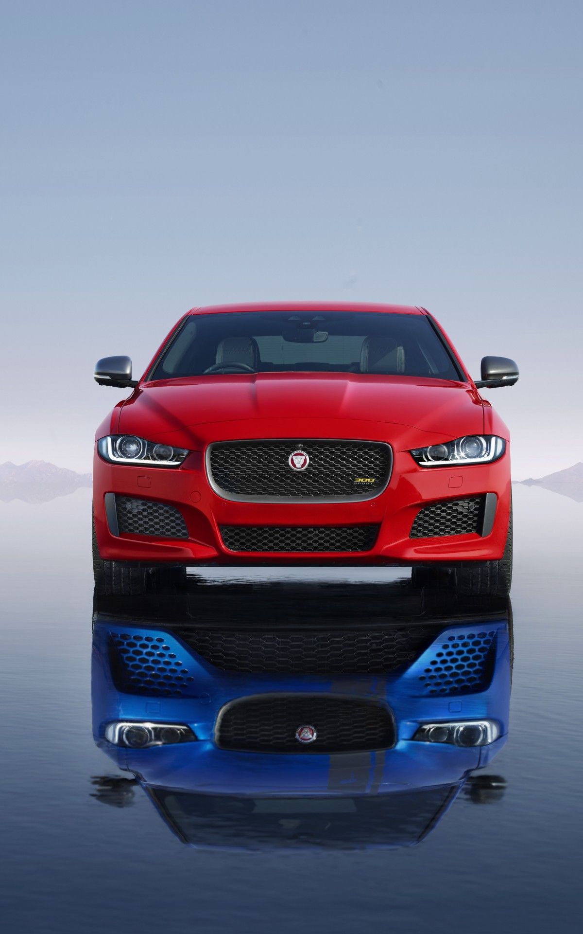 Jaguar Xe 300 Sport, Red, Front View, Reflection, Sport Cars