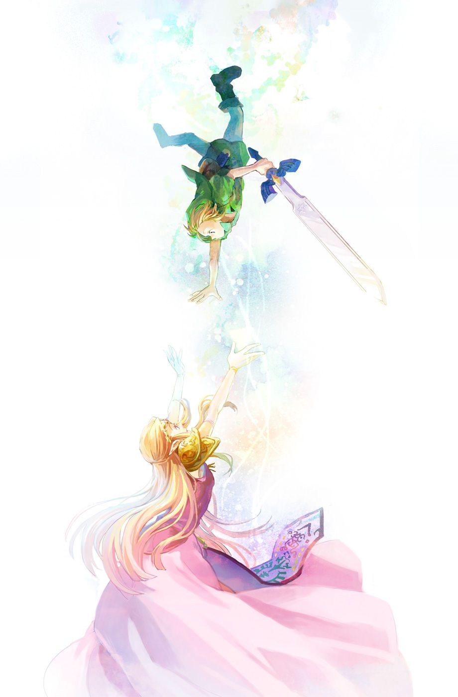 Download Zelda No Densetsu And Link Falling, HD Wallpaper