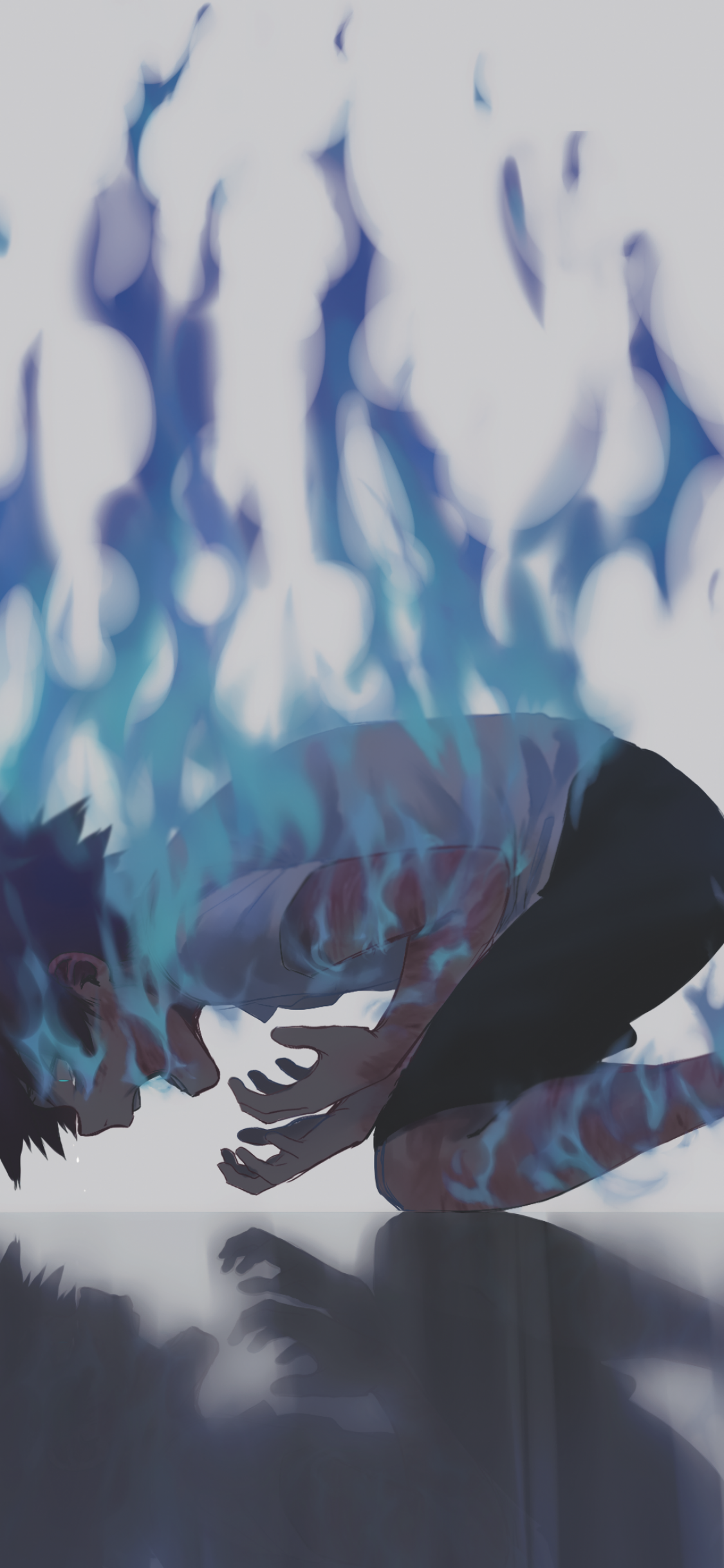 Download 1125x2436 Dabi, Blue Fire, Reflection, Boku No Hero