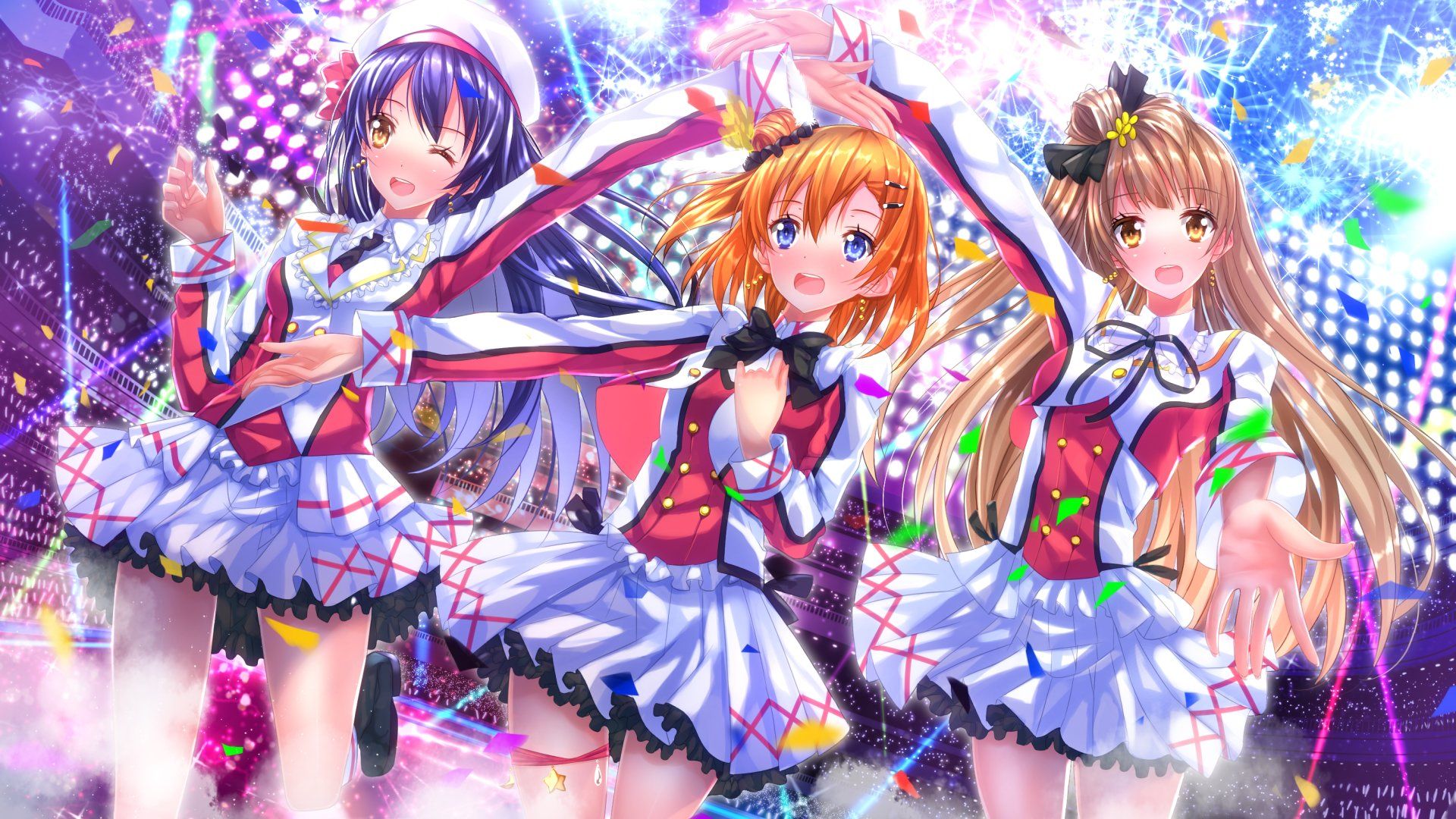 Love Live! School Idol Project characters dance concert anime girls series wallpaperx1080