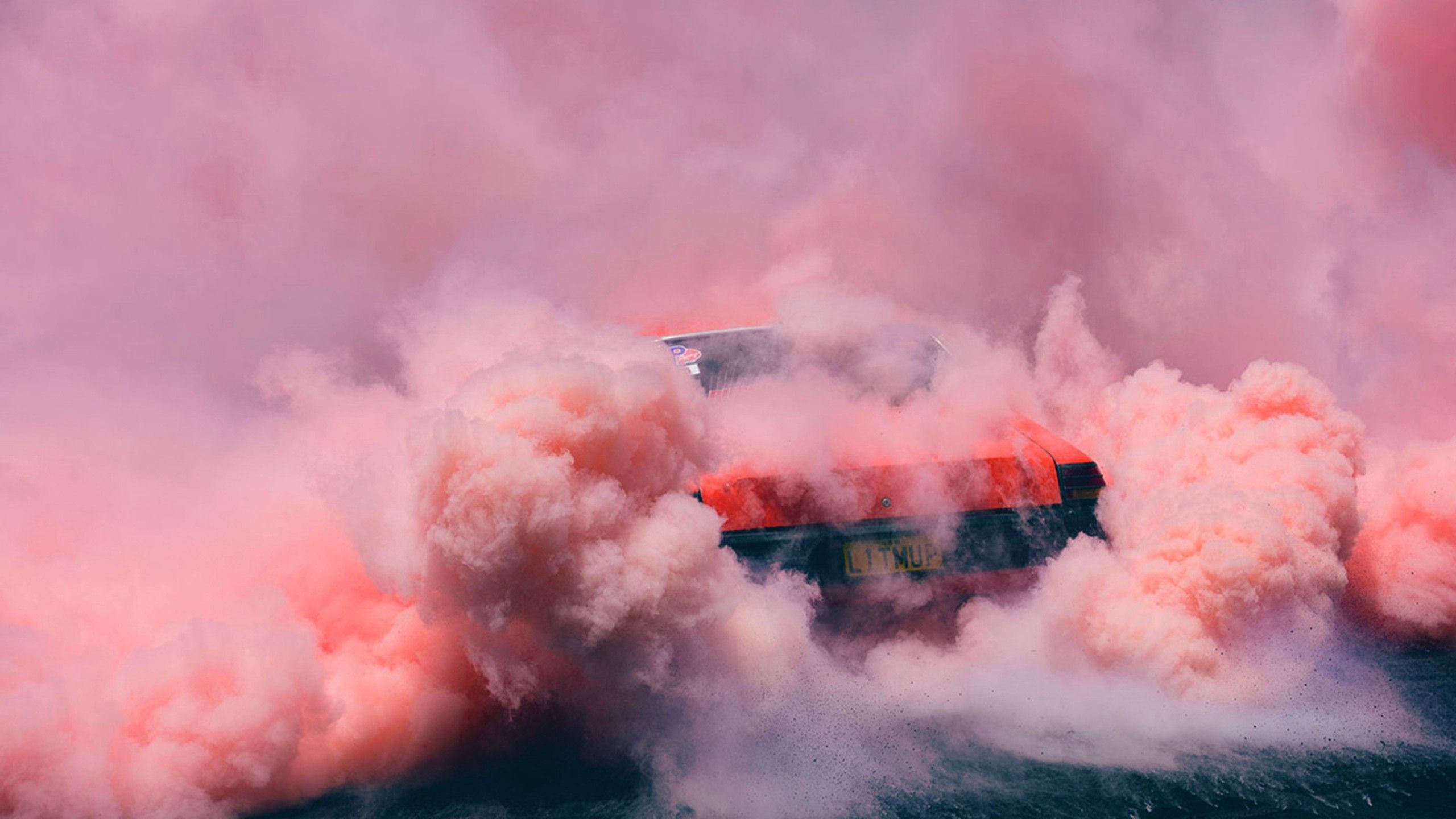 smoke, Colored smoke, Red cars, Pink Wallpaper HD / Desktop
