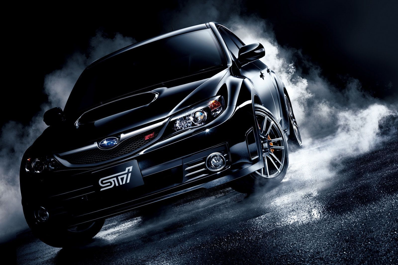 Black Glamorous car with smoke in dark night HD wallpaper. Wrx