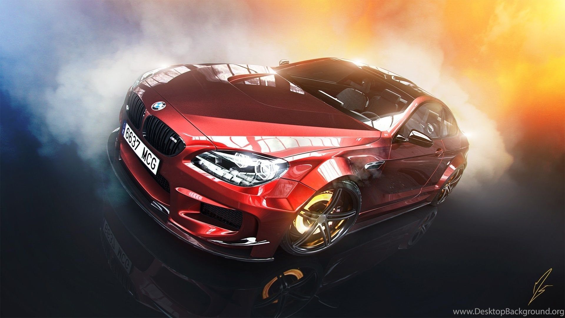 BMW M3 E92 Red Car, Brake, Smoke Wallpaper Desktop Background