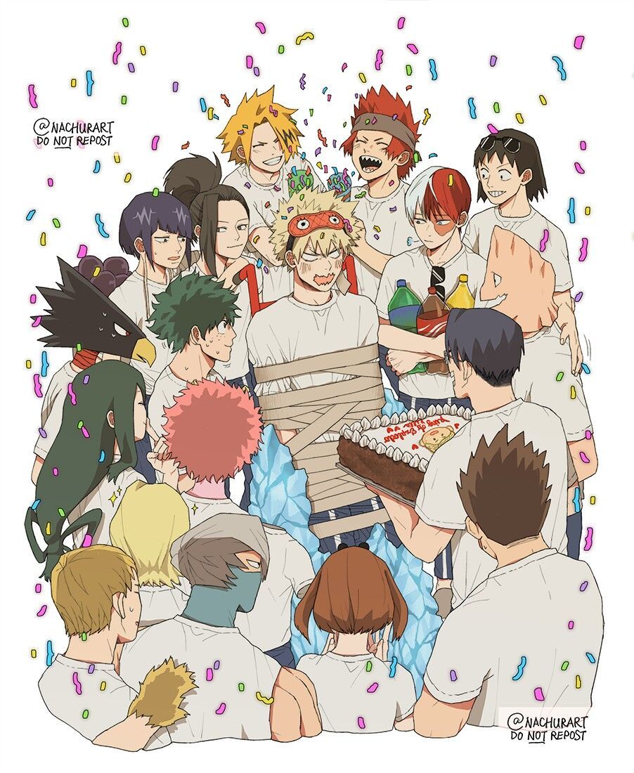 Bakugou's birthday party. Well. He was force, but good effort Kirishima. // Kiribaku // bakusquad // Kirishima x Bakugou // boku. My hero, Hero wallpaper, Hero
