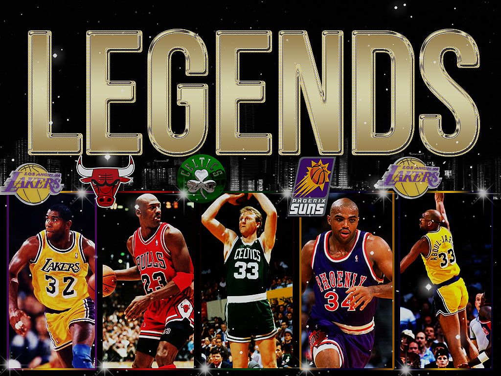 Five NBA Legends basketball player poster HD wallpaper. Wallpaper