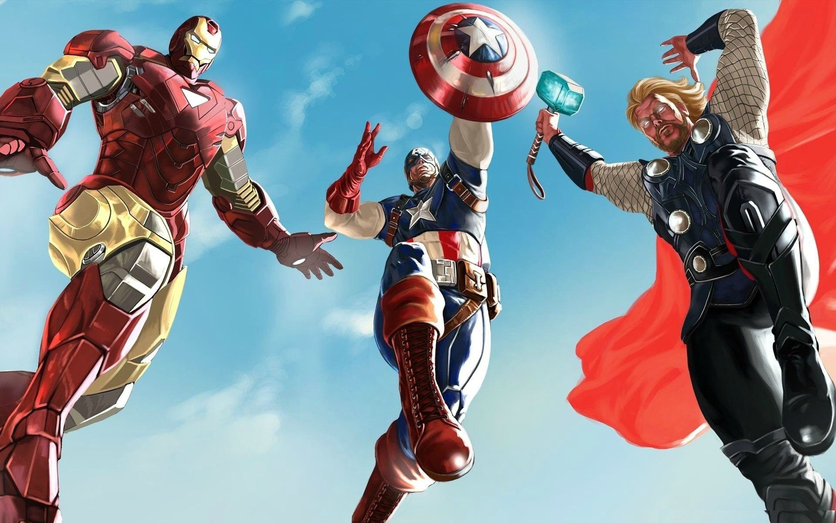 The Avengers Iron Man Captain America And Thor Desktop Wallpaper HD Free Download 2880x1800, Wallpaper13.com