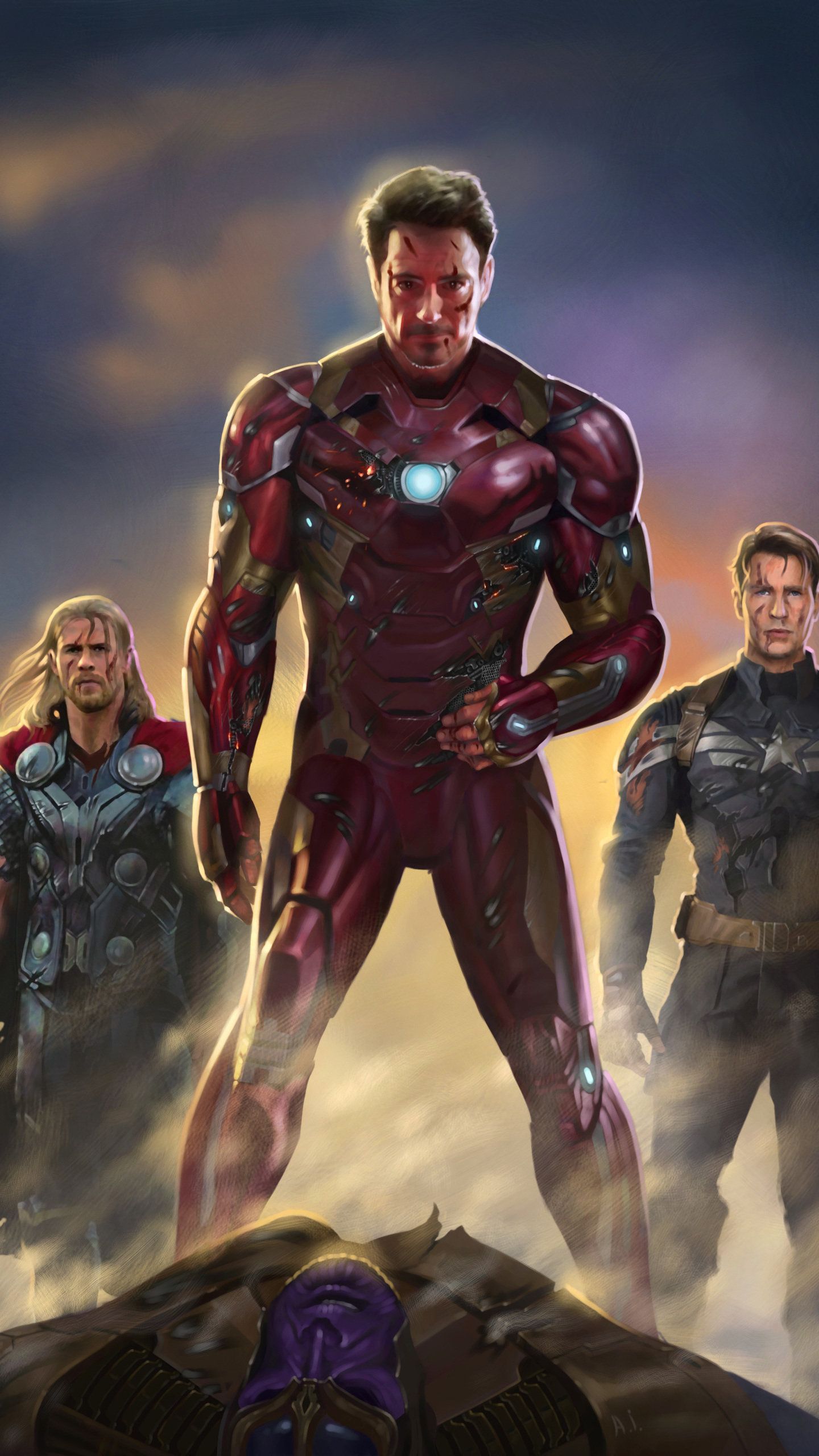 Iron Man Captain America Thor Fan Art HD Wallpaper (1440x2560)