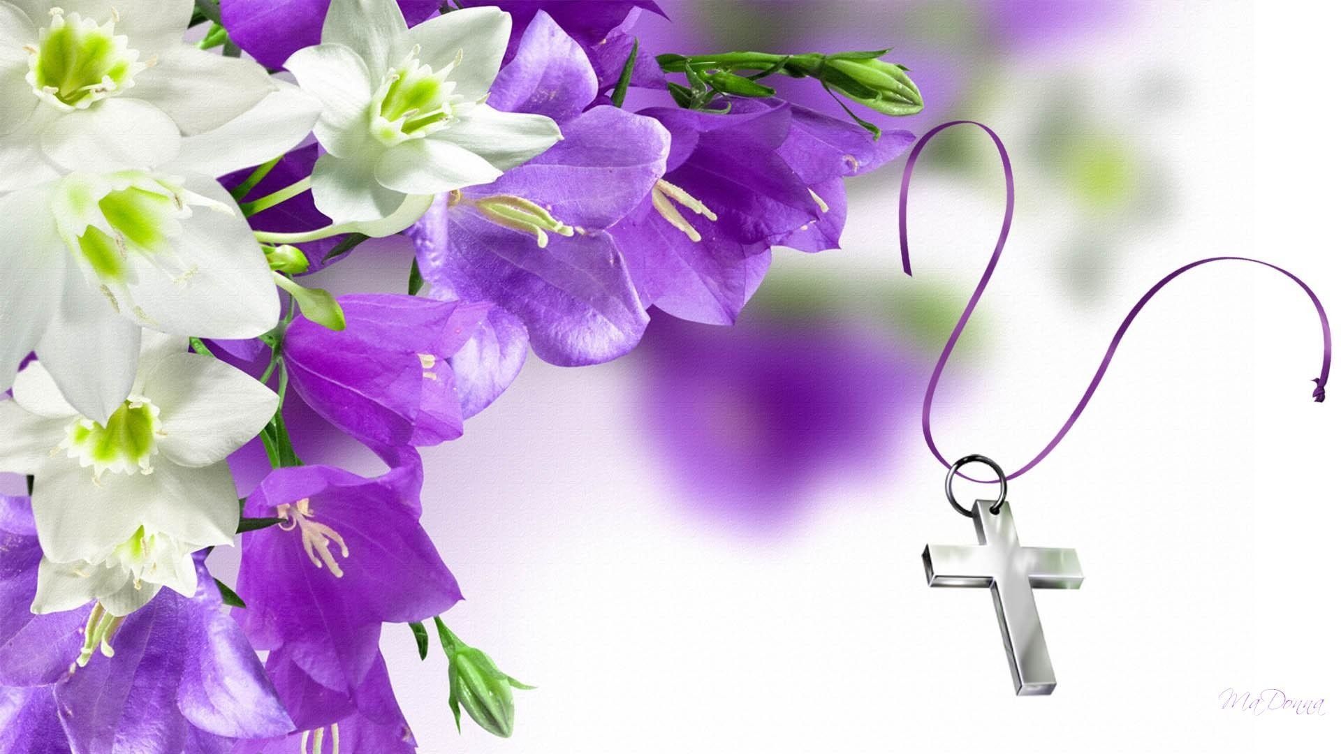 Easter Flowers and Cross HD Wallpaper. Background Image