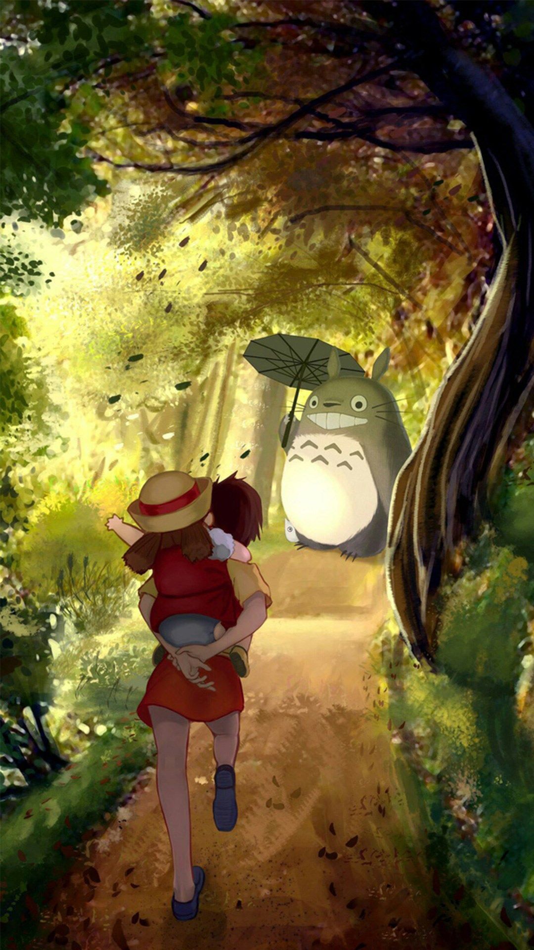 Grove Totoro With Umbrella Waiting Kids Road Anime Cartoon Cute