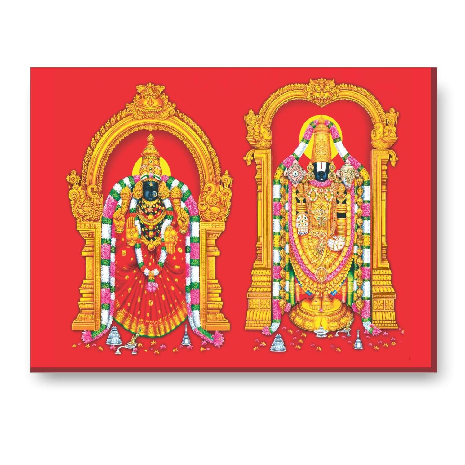 Yaya Cafe™ 9x12 inches Sri Venkateshwara Devi Padmavathi Lord