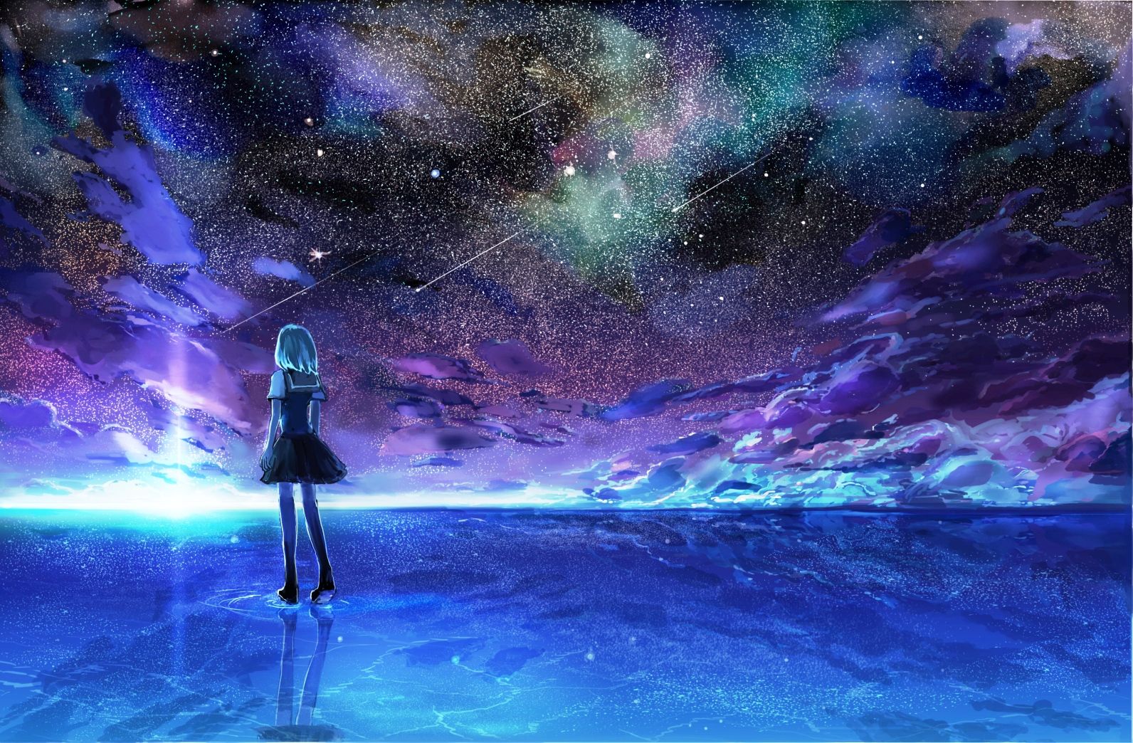 Free Anime Starry Night Sky Wallpaper HD Resolution at Cool Monodomo
